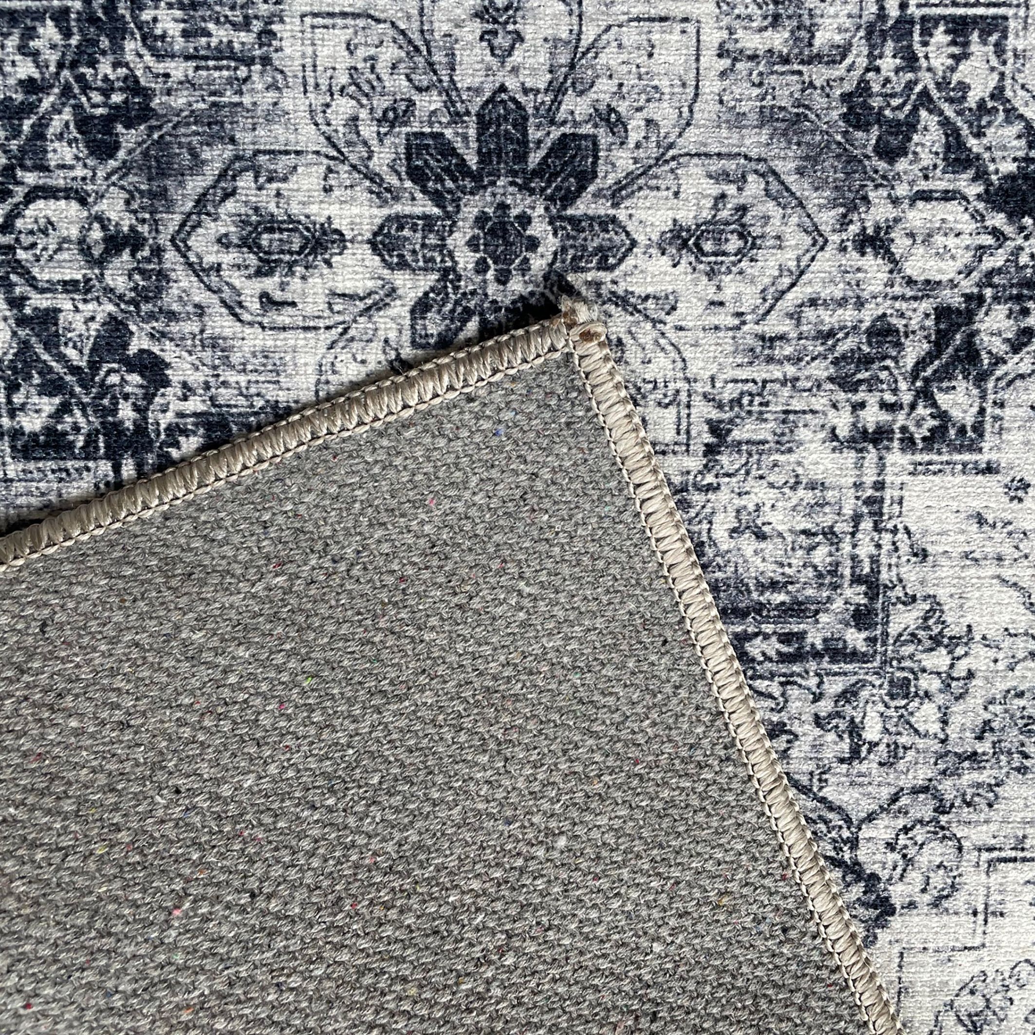 Persian Chenille Grey Woven effect Medium Runner, (L)180cm x (W)60cm