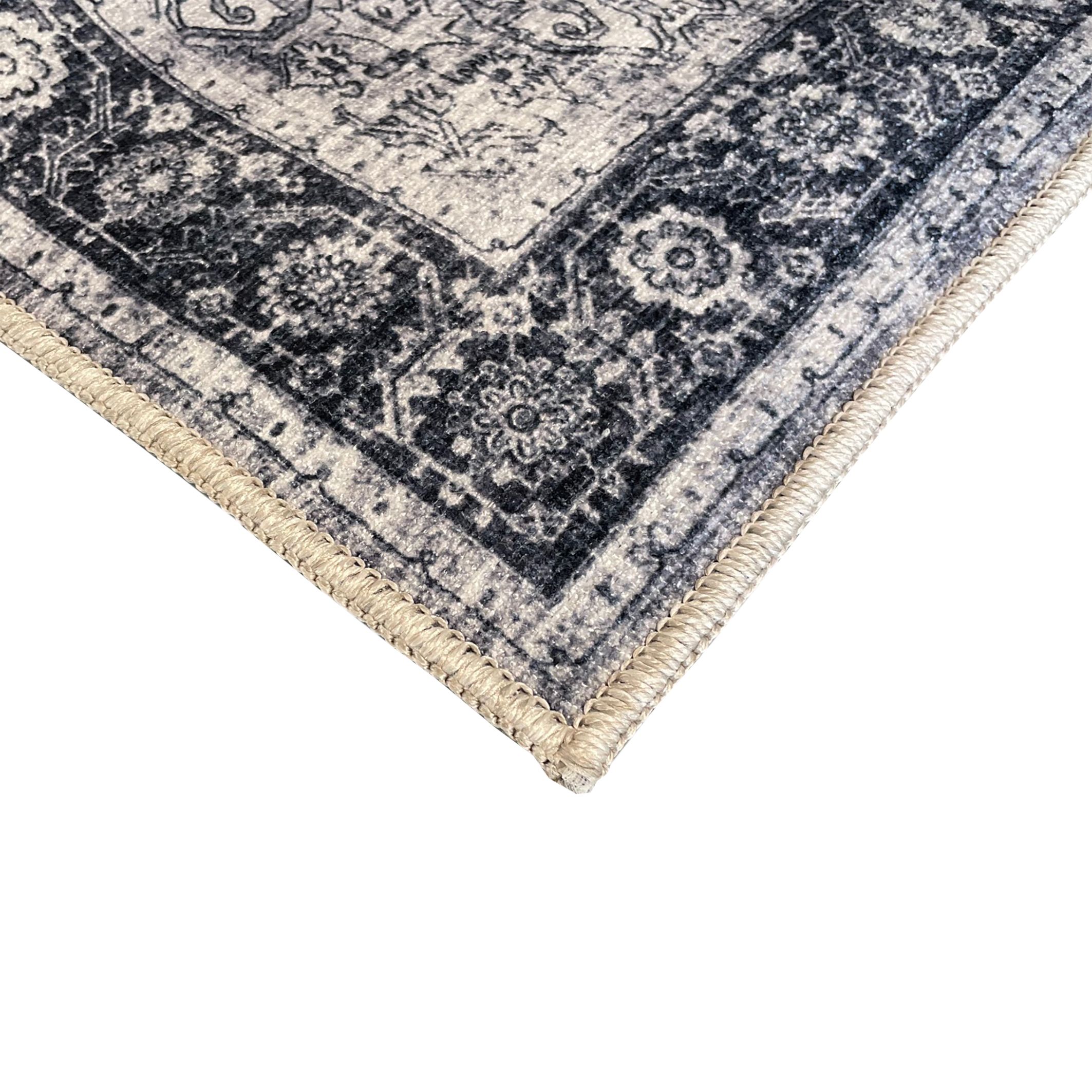 Persian Chenille Grey Woven effect Medium Runner, (L)180cm x (W)60cm