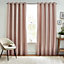 Petal Pink Woven Lined Eyelet Curtains (W)167cm (L)228cm, Pair