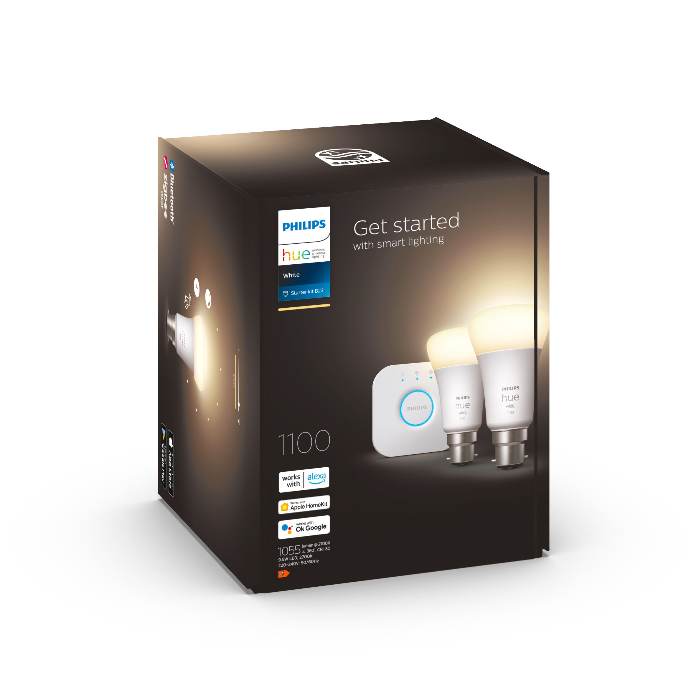 Philips B22 LED Cool white & warm white A60 Non-dimmable Smart lighting starter kit