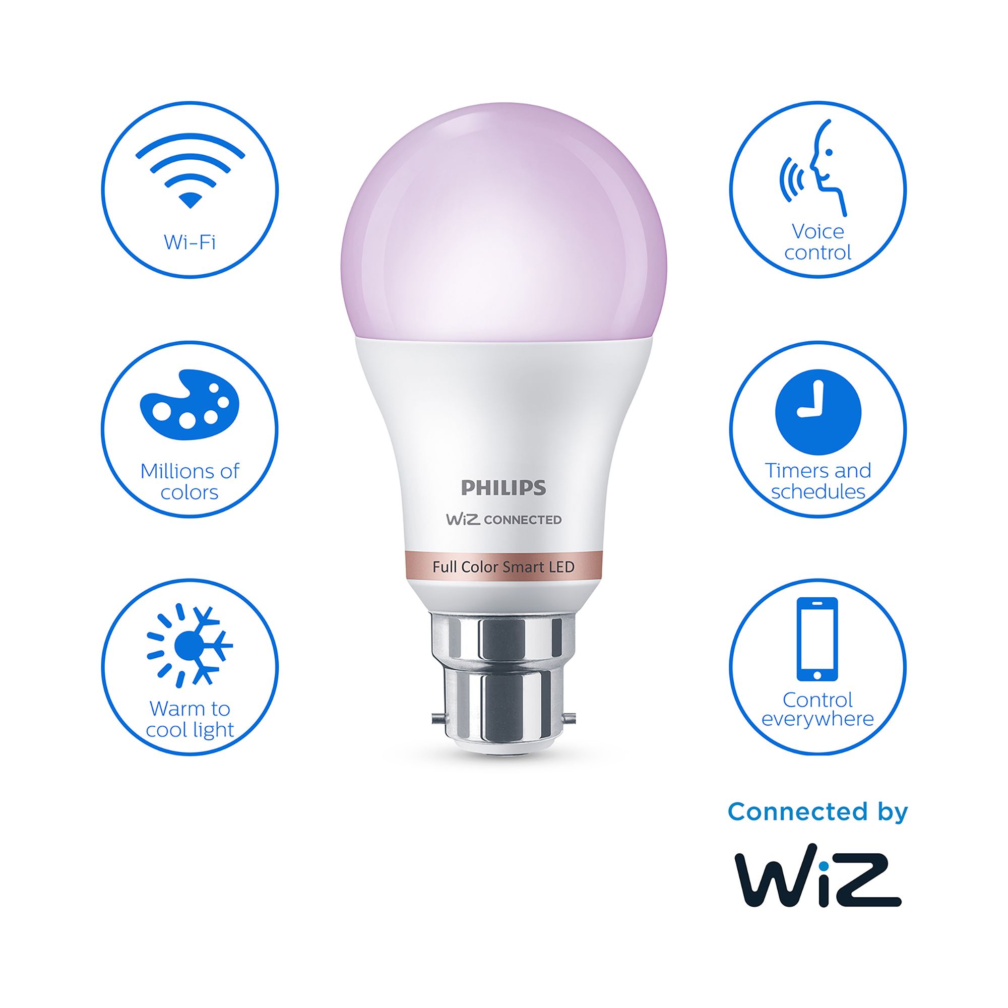 Philips B22 LED RGB & tunable white A60 Dimmable Smart bulb