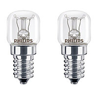 Philips E14 25W Warm white Incandescent Dimmable Oven Light bulb, Pack of 2