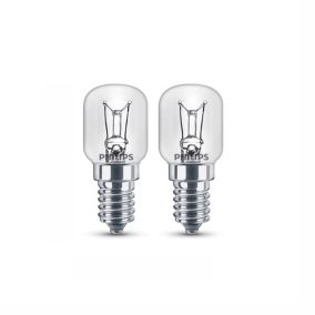 Philips E14 26W Warm white Halogen Dimmable Light bulb, Pack of 2