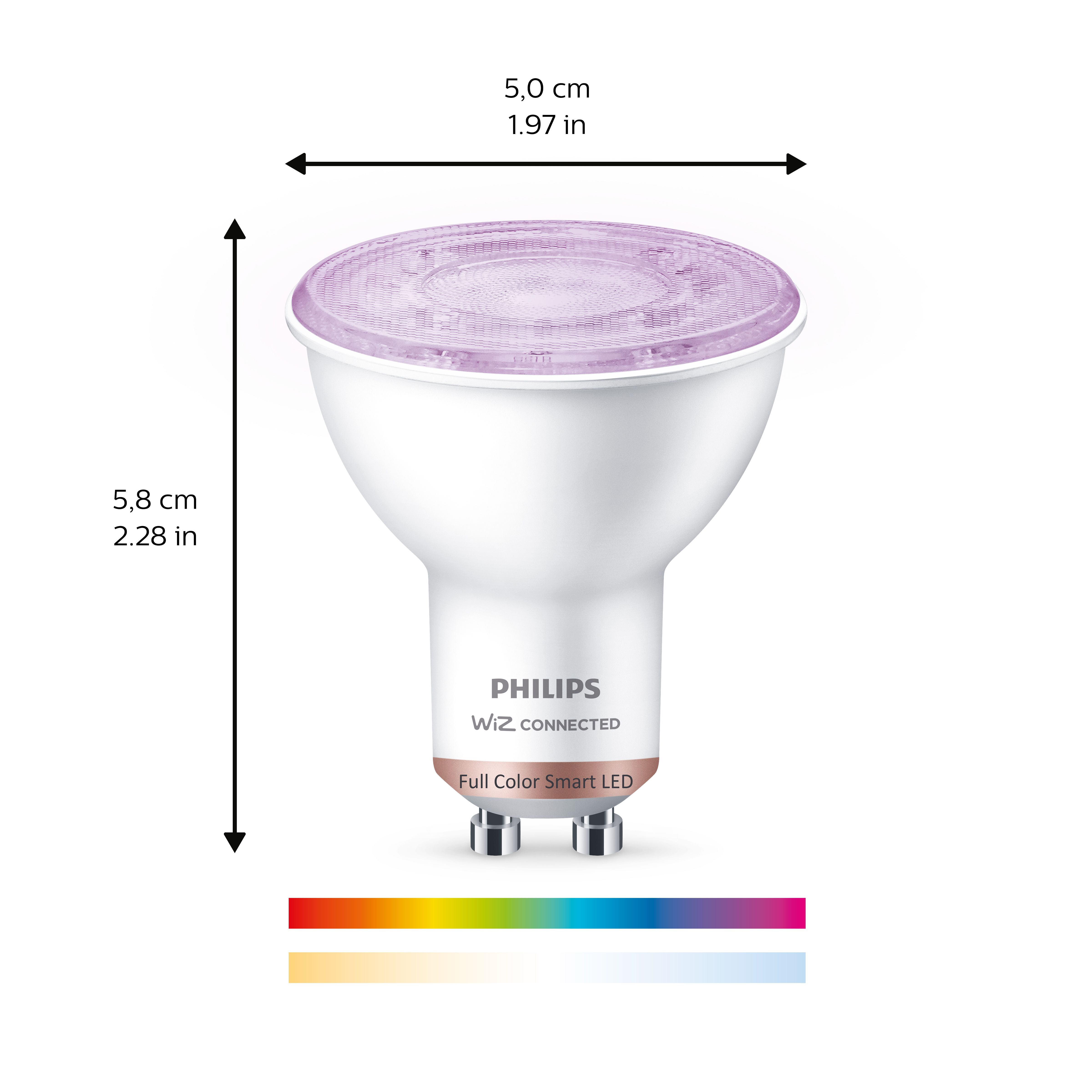 Philips PhilipsSmart GU10 50W LED Cool white, RGB & warm white Reflector Dimmable Smart Light bulb