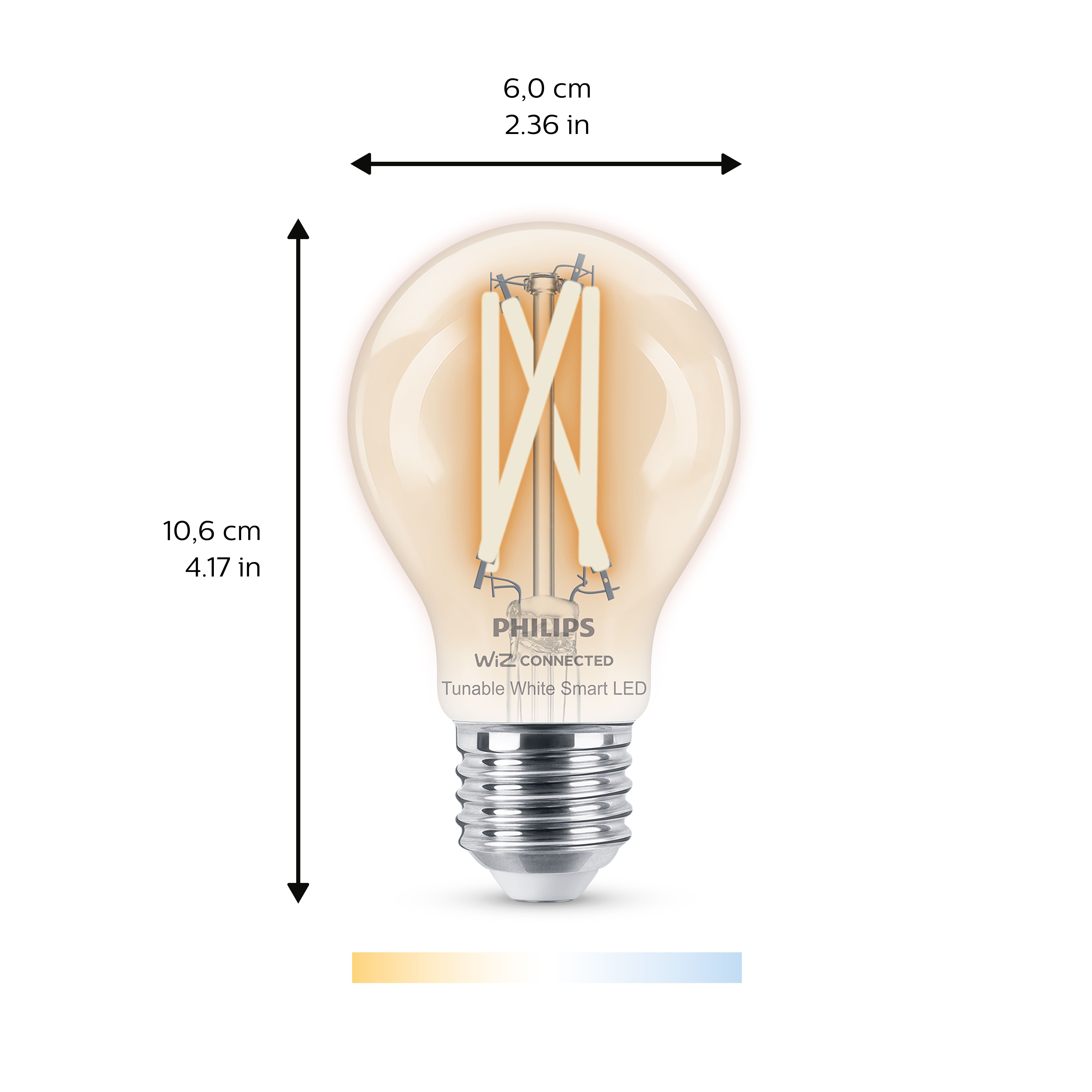 Philips WiZ E27 60W LED Cool white & warm white A60 Dimmable Filament Smart Light bulb