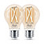 Philips WiZ E27 60W LED Cool white & warm white A60 Filament Smart Light bulb, Pack of 2