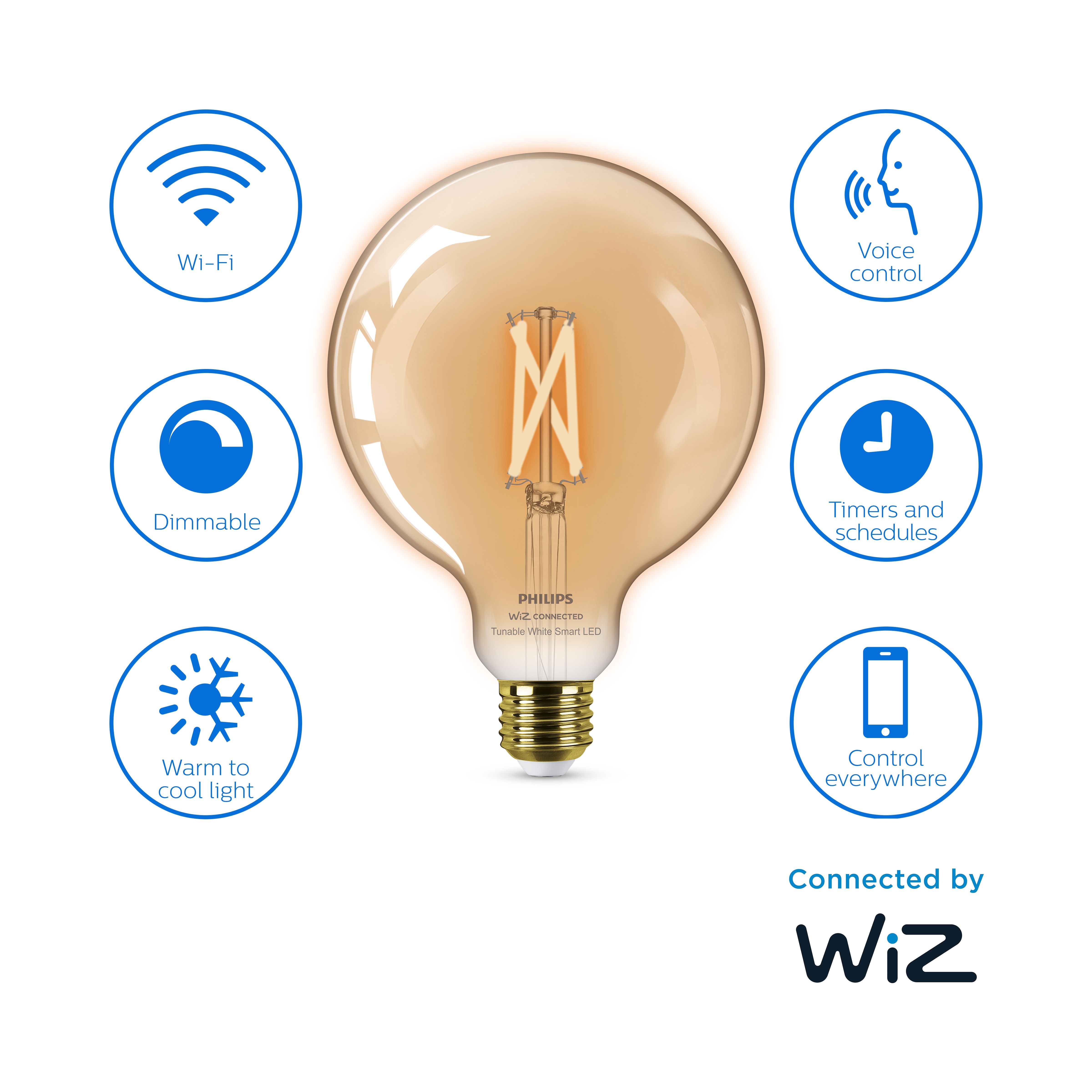 Philips WiZ G125 E27 50W LED Cool white & warm white Filament Smart Light bulb