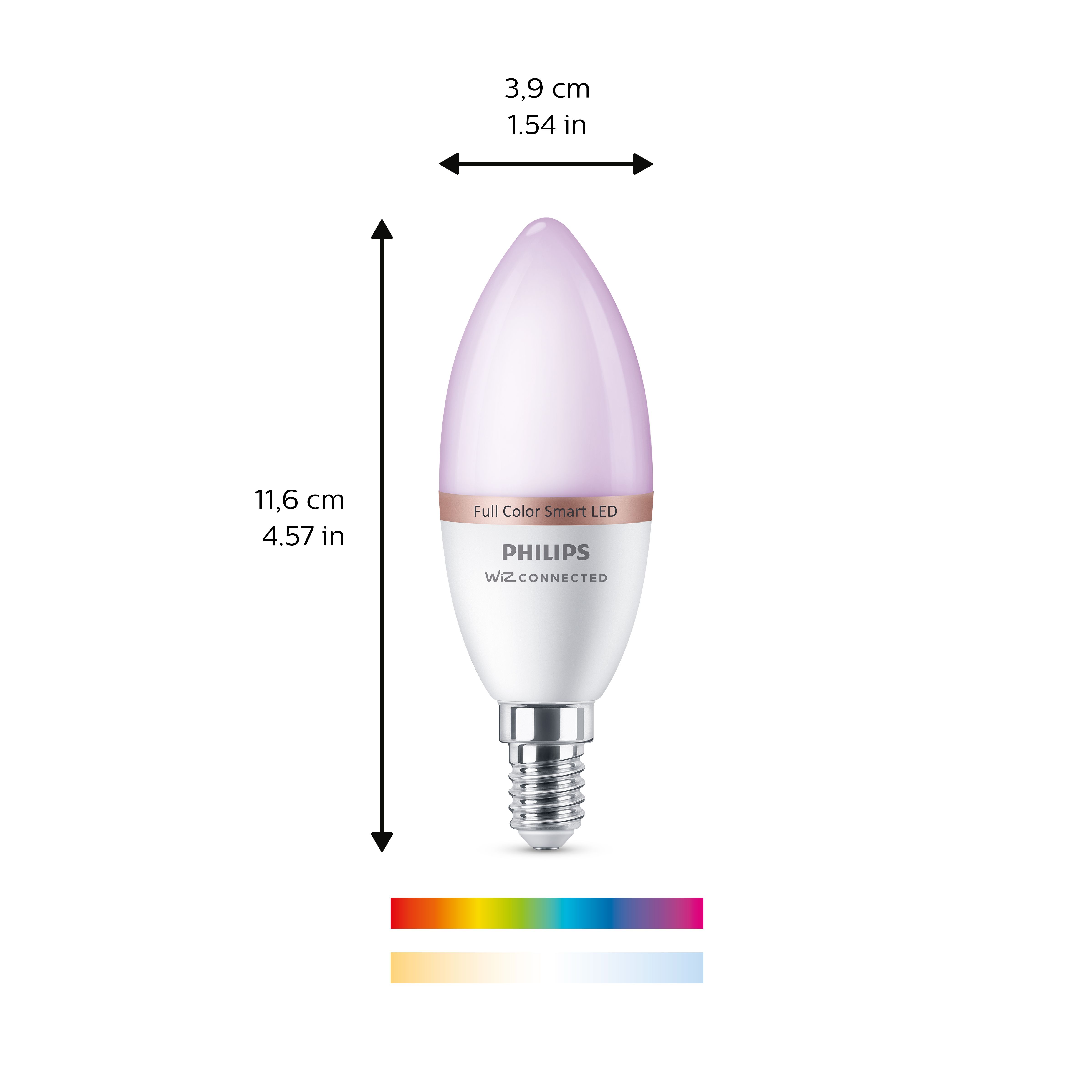 Philips WiZ SES 40W LED Cool white, RGB & warm white Candle Smart Light bulb, Pack of 2