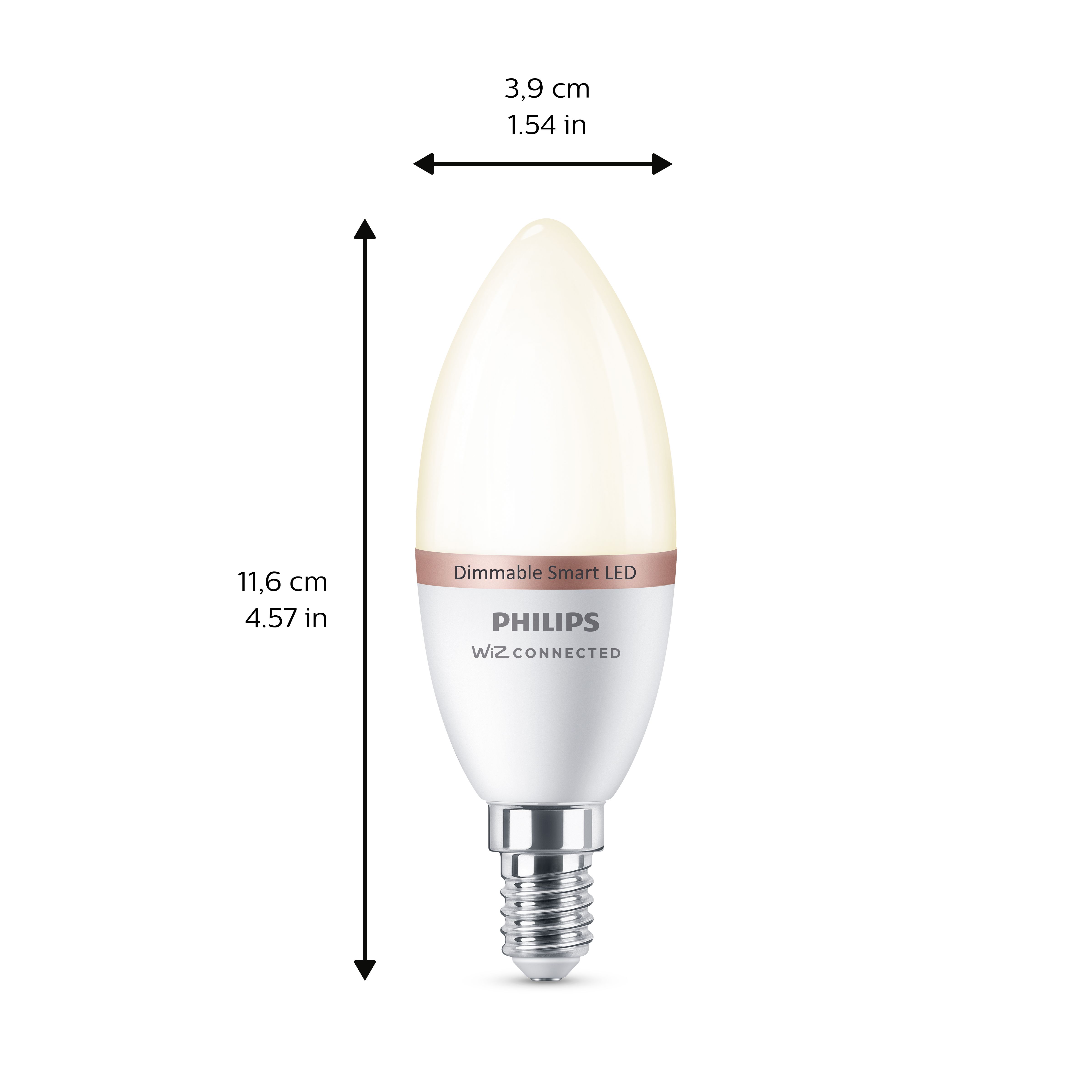 Philips WiZ SES 40W LED Warm white Candle Smart Light bulb