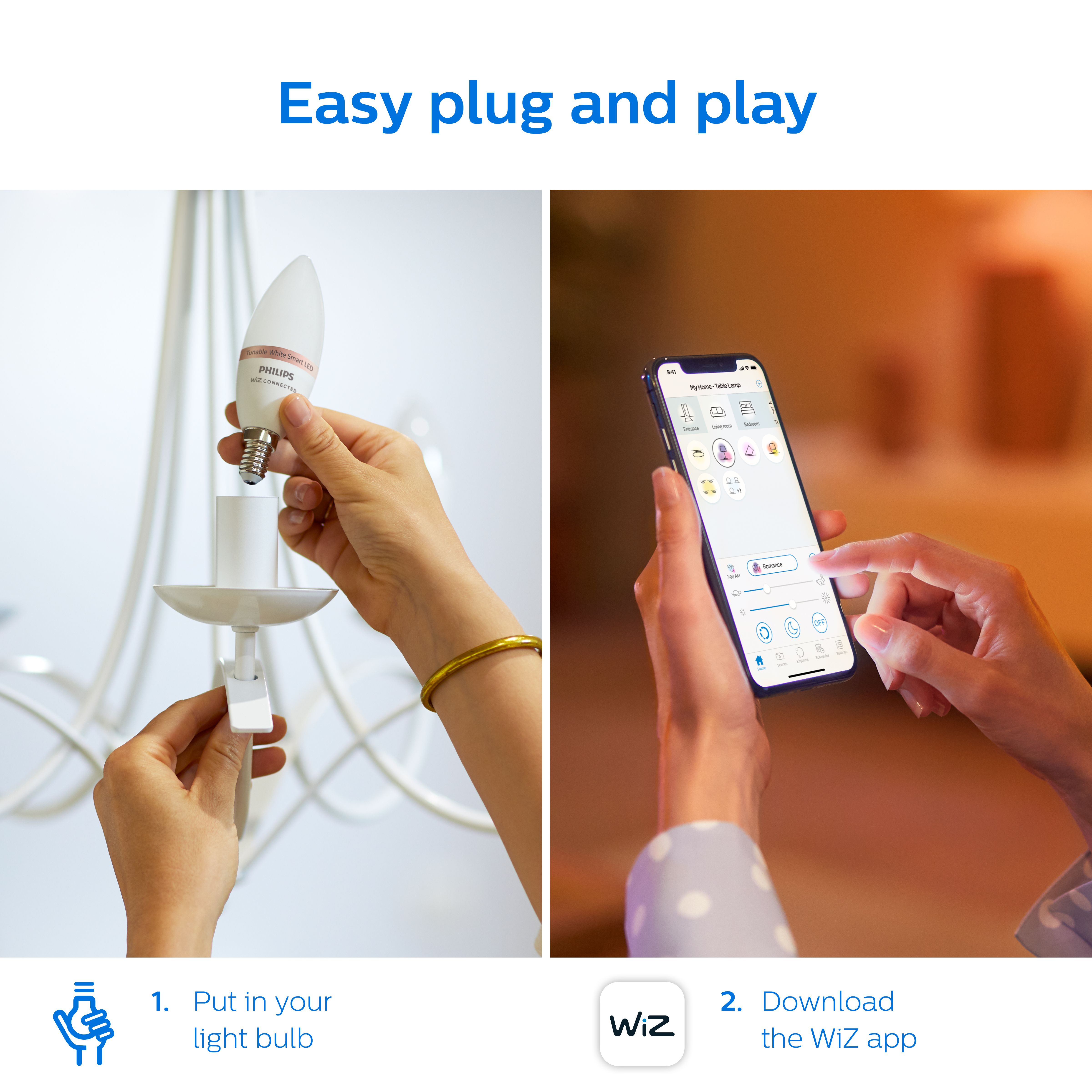 Philips WiZ SES 40W LED Warm white Candle Smart Light bulb