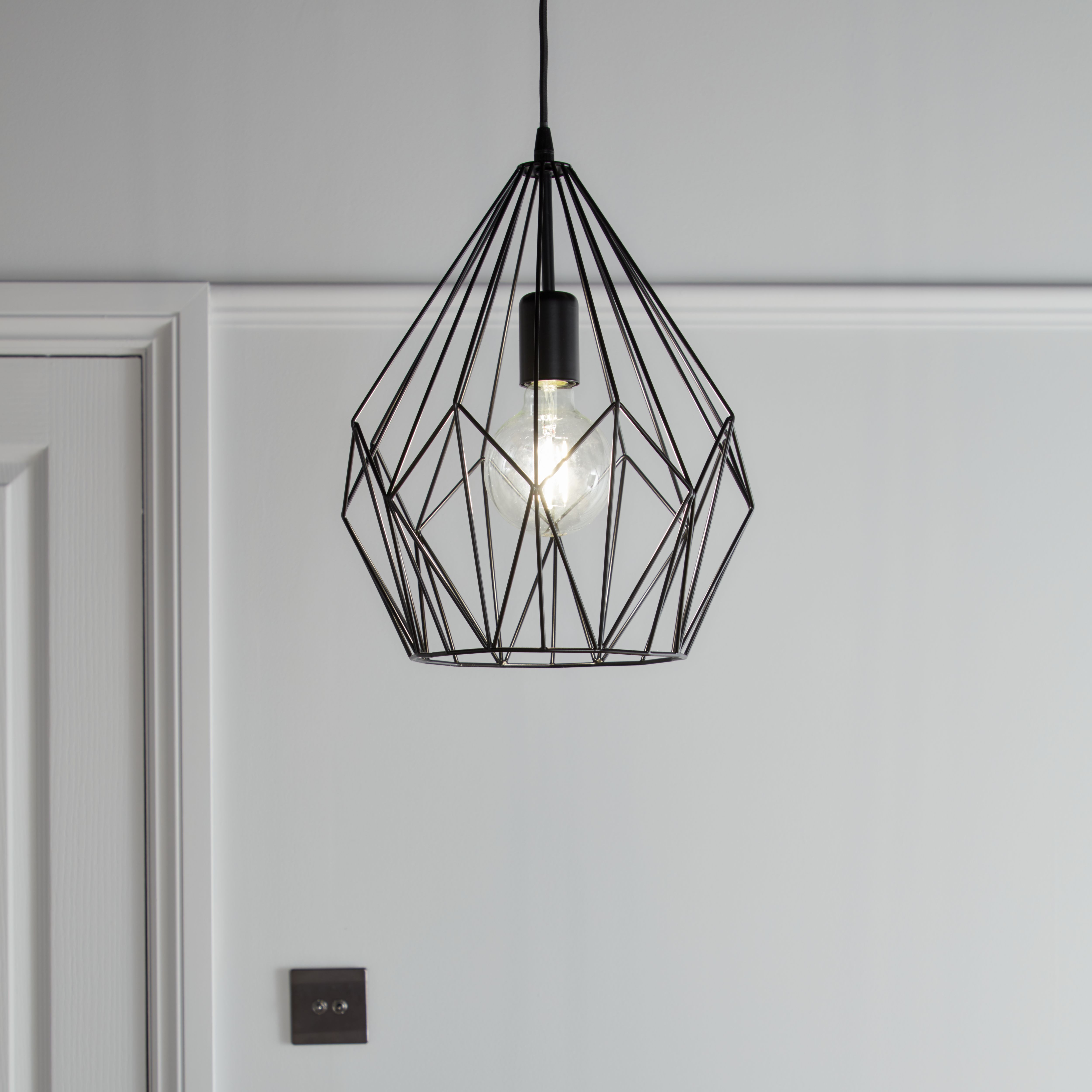 Phobeto Matt Black Pendant ceiling light, (Dia)310mm