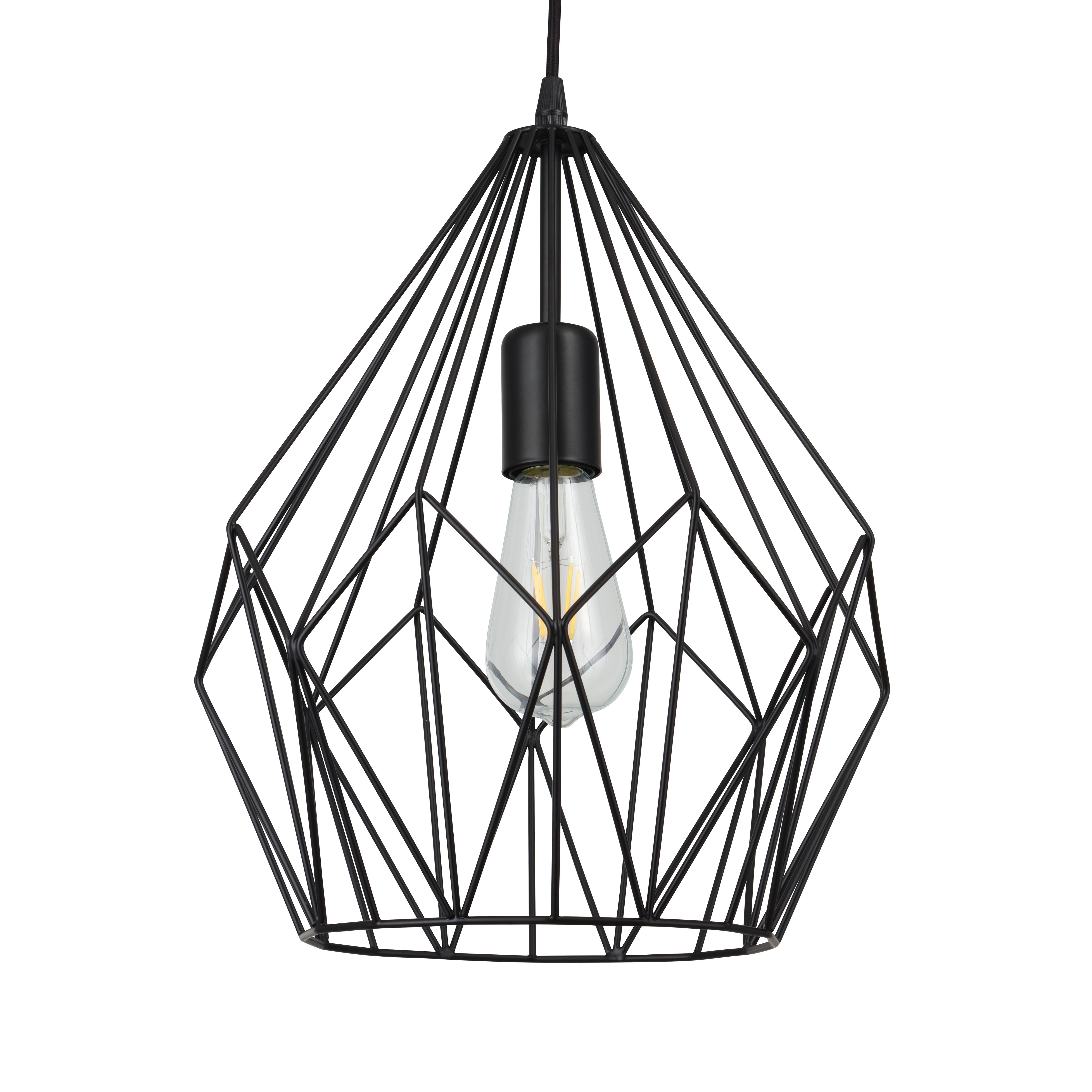 Phobeto Matt Black Pendant ceiling light, (Dia)310mm