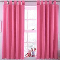 Pink Plain Blackout Tab top Curtains (W)168cm (L)137cm, Pair