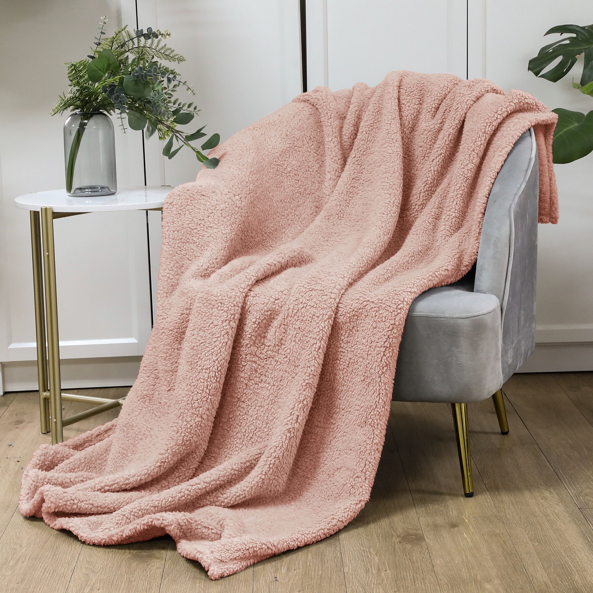Pink Plain Fleece Throw