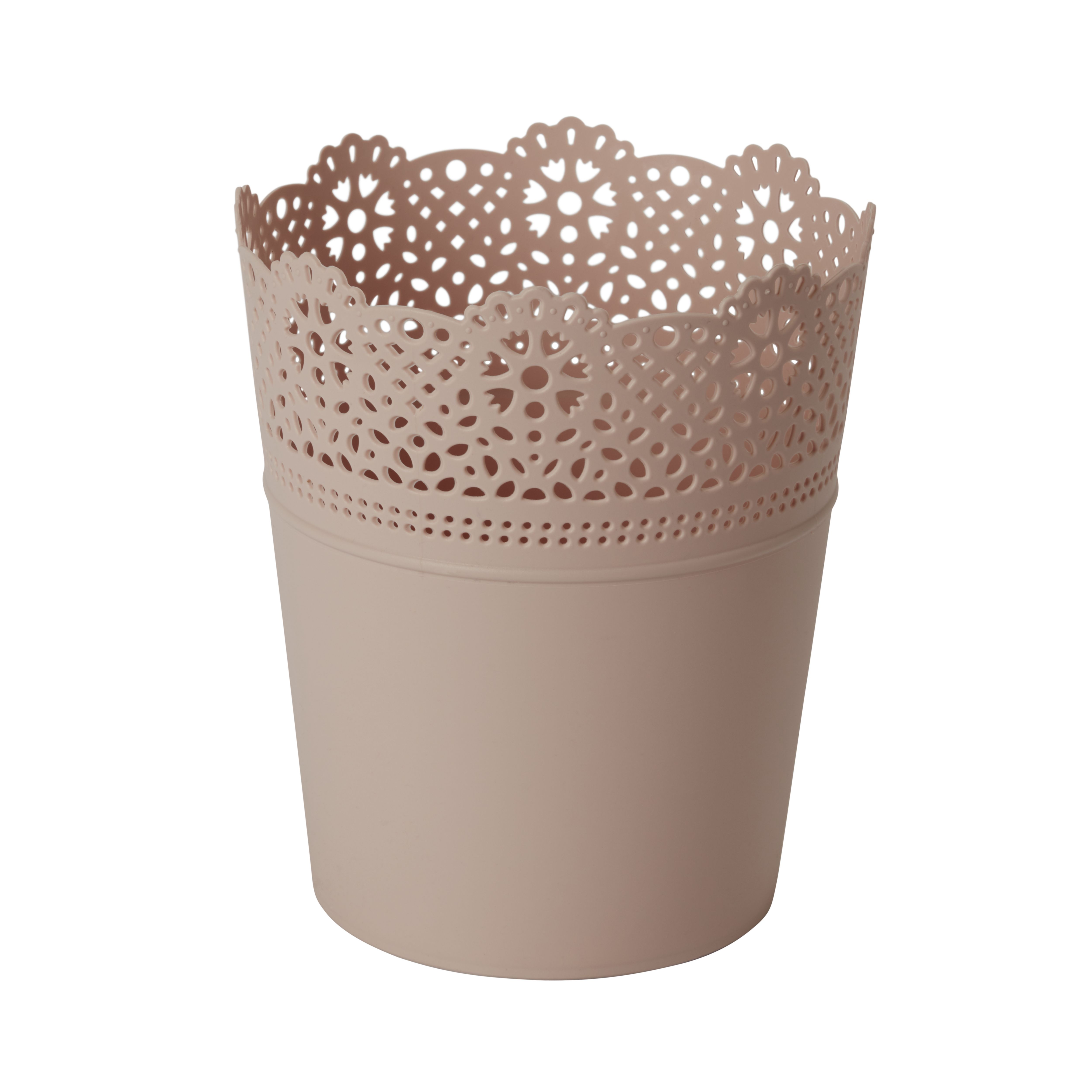 Pink Plastic Lace Circular Plant pot (Dia)18cm | Tradepoint