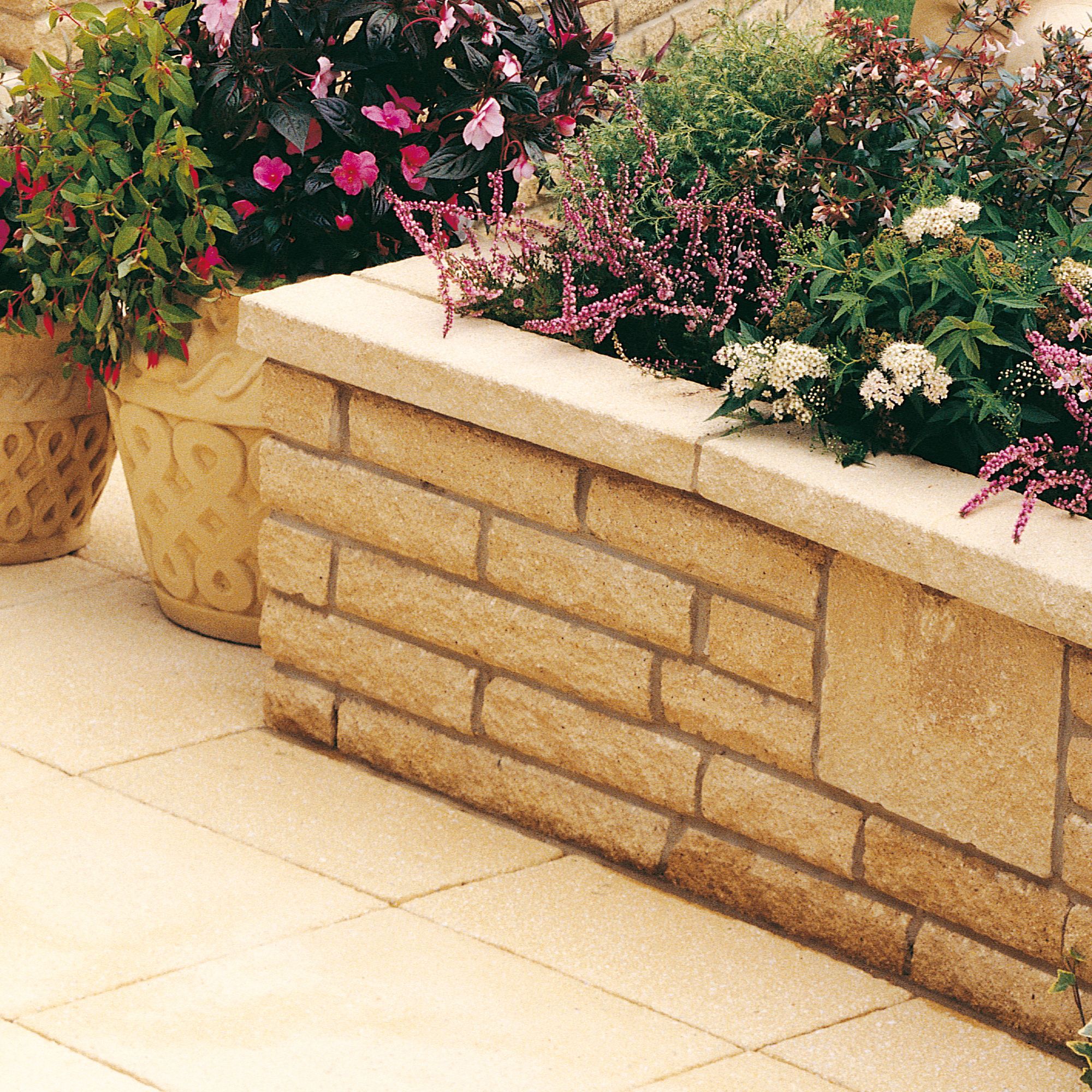 Pitched Buff Double-sided Walling stone (L)215mm (H)63mm (T)90mm