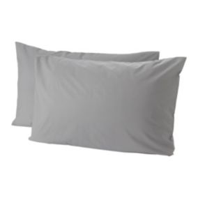 Plain Grey Housewife Pillowcase, Pair