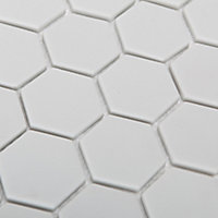 Plain Light grey Frosted Glass Mosaic tile sheet, (L)300mm (W)300mm