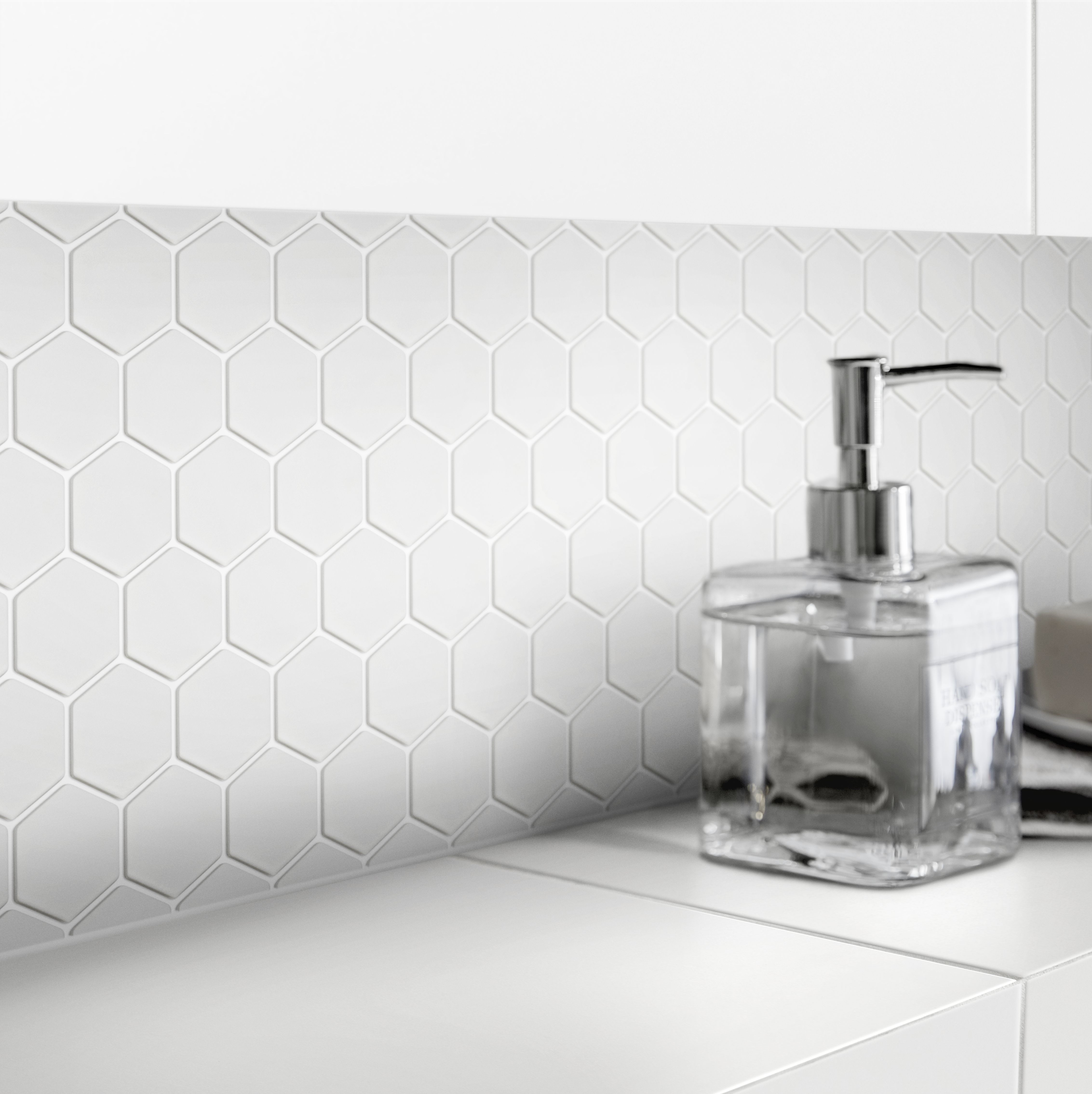 Plain White Frosted Glass Mosaic tile sheet, (L)300mm (W)300mm