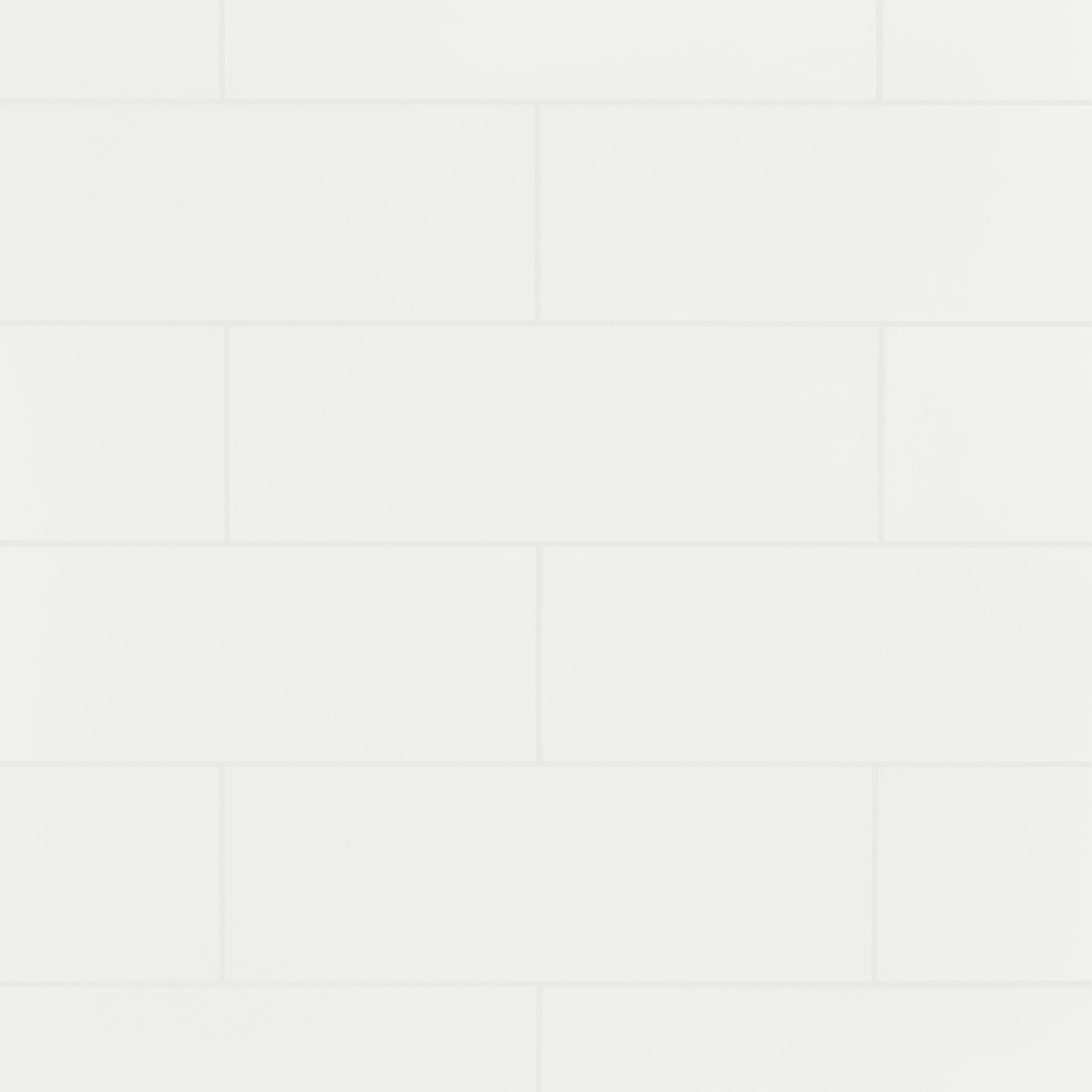 Plain White Matt Ceramic Wall Tile, Pack of 8, (L)600mm (W)200mm