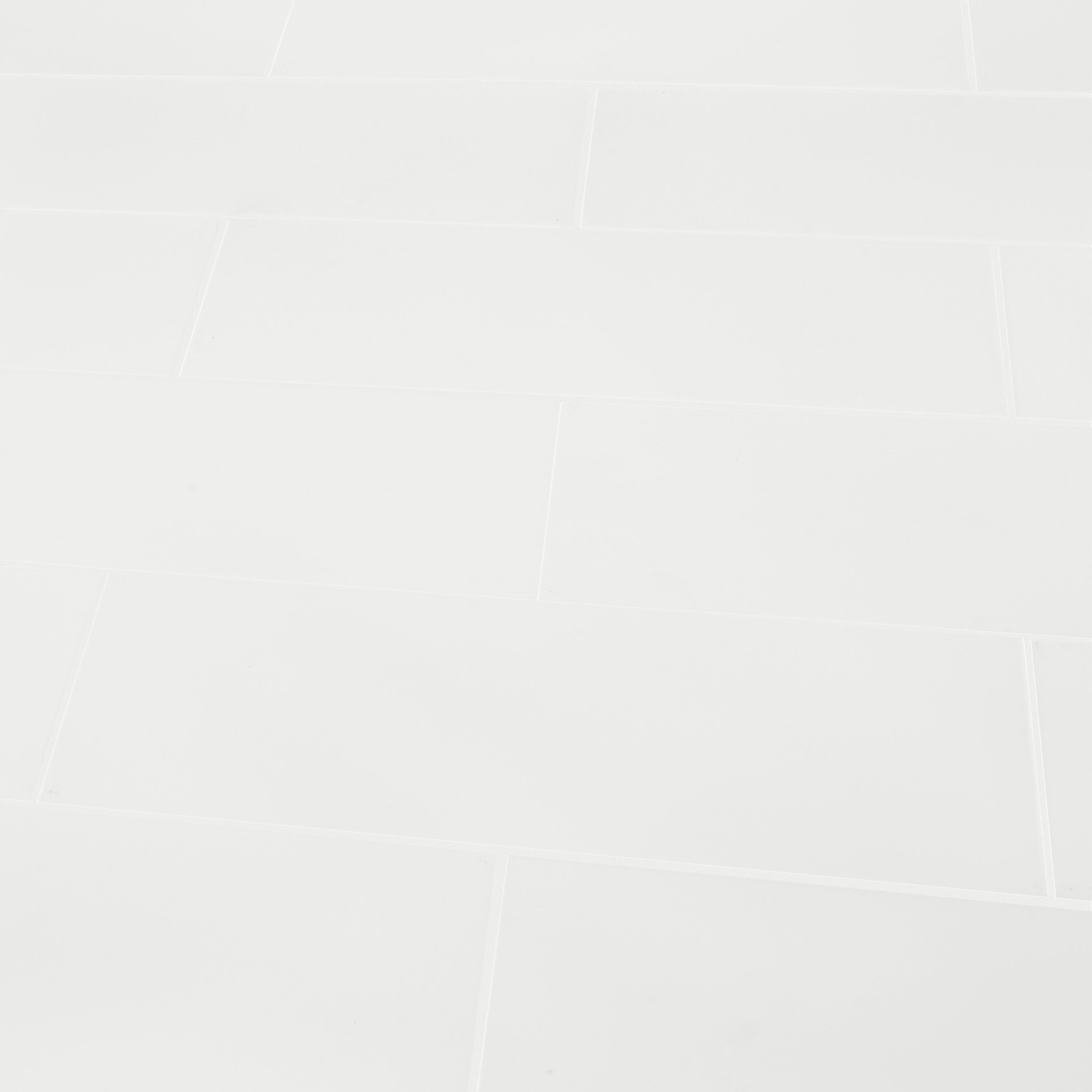 Plain White Matt Ceramic Wall Tile, Pack of 8, (L)600mm (W)200mm