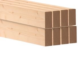 Planed Round edge Spruce CLS timber (L)2.4m (W)63mm (T)38mm, Pack of 8 248007