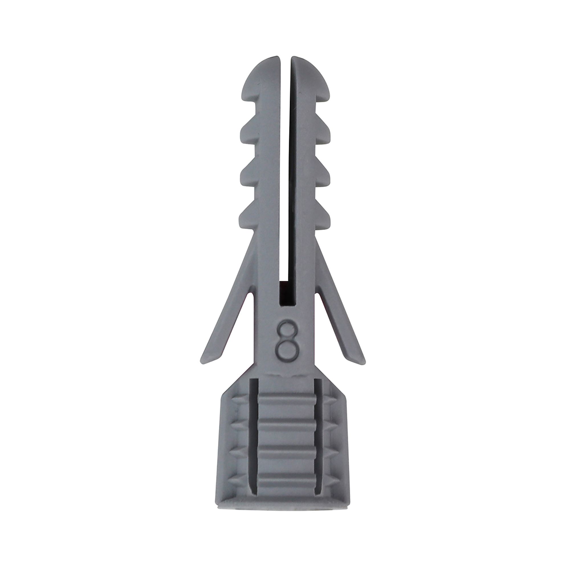 Plasplugs All-in-One Grey Plastic Wall plug (Dia)8mm (L)52mm, Pack of 20