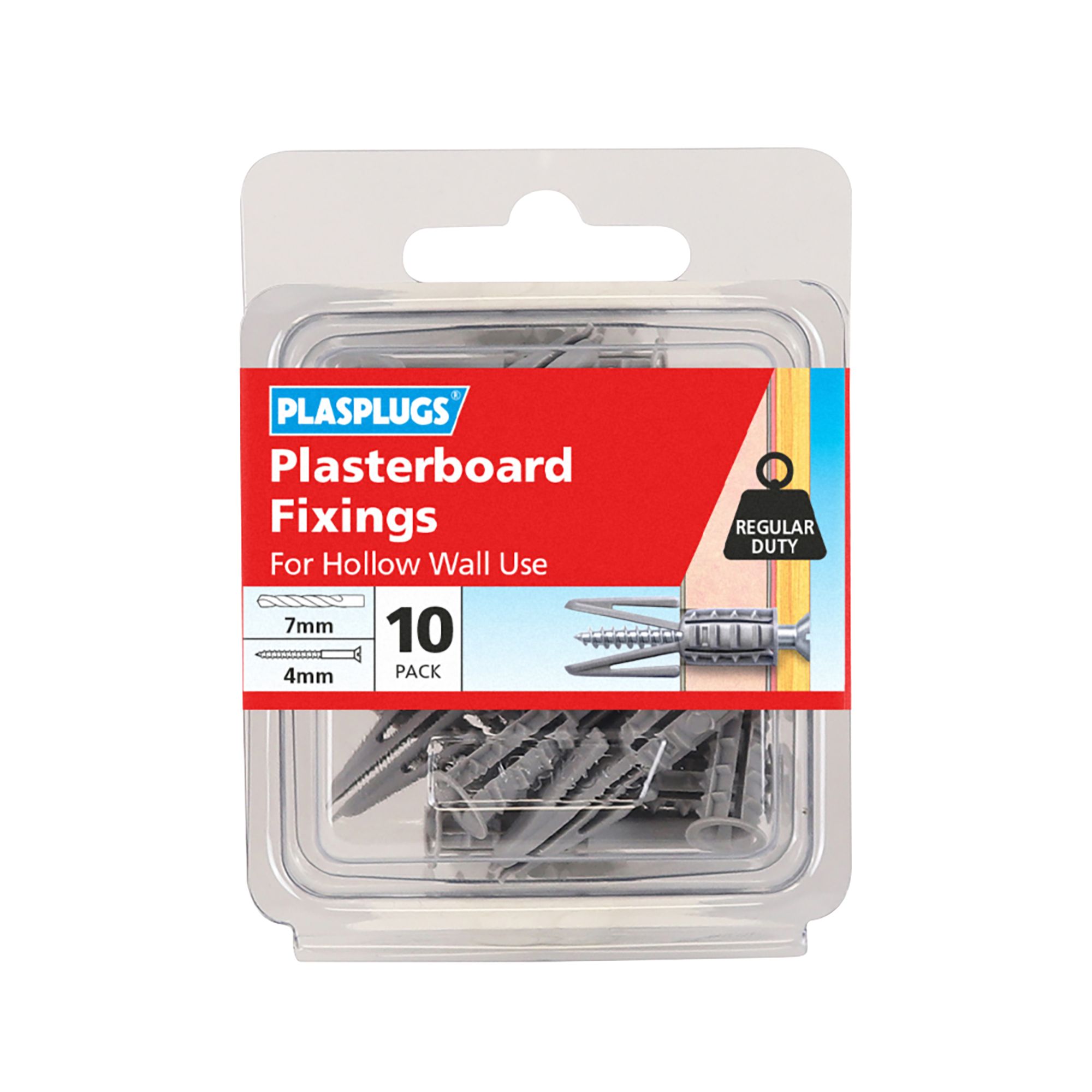 Plasplugs Nylon Hollow wall anchor (Dia)7mm (L)36mm, Pack of 10