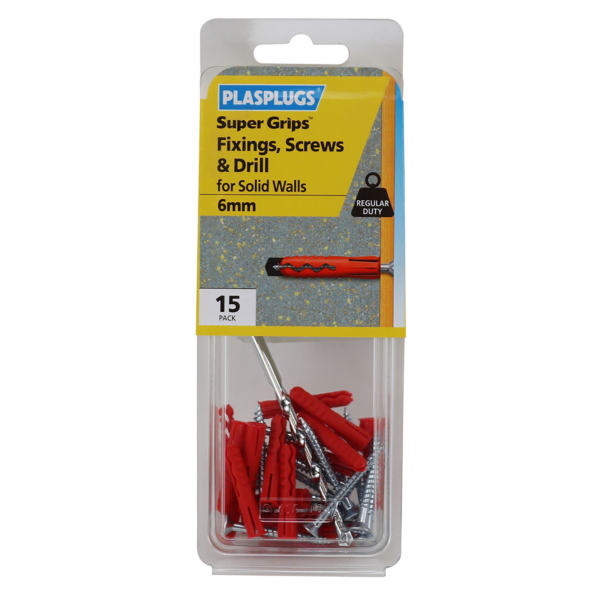 Plasplugs Super Grips PZ Red Multi-purpose screw & wall plug (Dia)6mm (L)32mm, Pack of 15