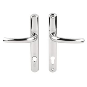 Platinum security Polished Chrome effect Stainless steel Curved Lock Door handle