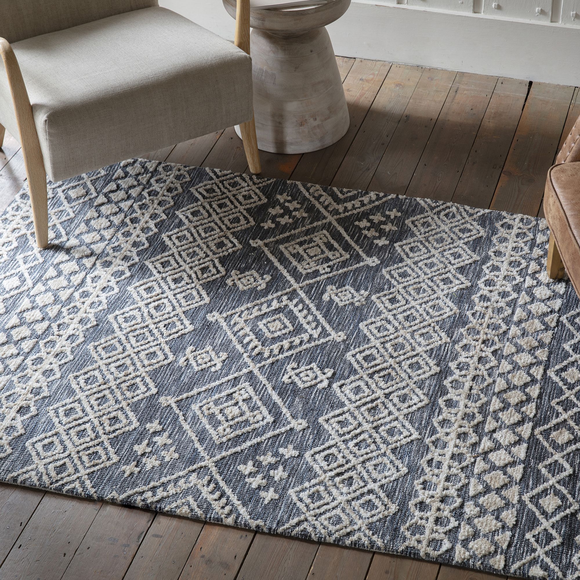 Plaza Dark teal Patterned Rug 170cmx120cm