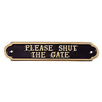 Please shut the gate Metal Advisory sign, (H)50mm (W)240mm