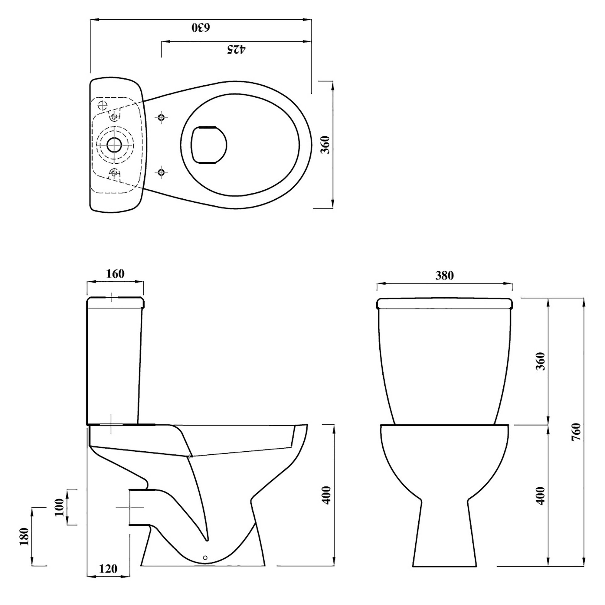 Plumbsure Bodmin White Open back close-coupled Toilet & full pedestal basin