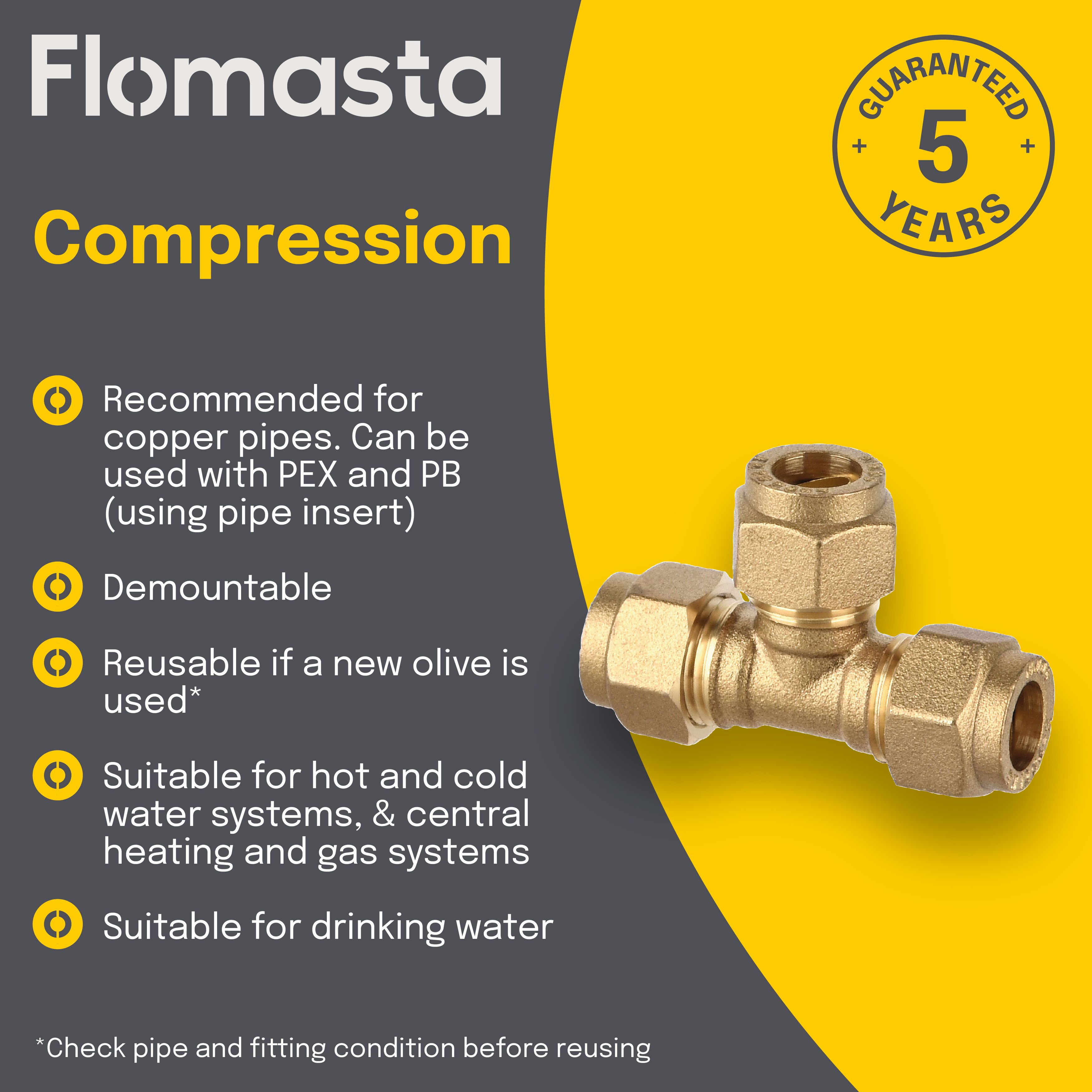Plumbsure Brass Compression Equal Tee (Dia) 10mm x 10mm x 10mm