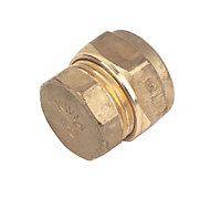 Plumbsure Brass Compression Stop end (Dia)15mm, Pack of 10