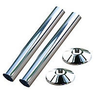 Plumbsure Chrome effect Radiator Pipe cover accessory pack (L)110mm (Dia)15mm