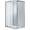 Plumbsure Clear Silver effect Universal Rectangular Shower enclosure with Sliding door (W)120cm (D)76cm