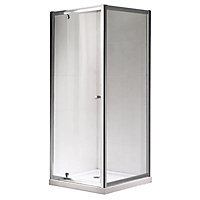 Plumbsure Clear Silver effect Universal Square Shower enclosure with Pivot door (W)80cm (D)80cm