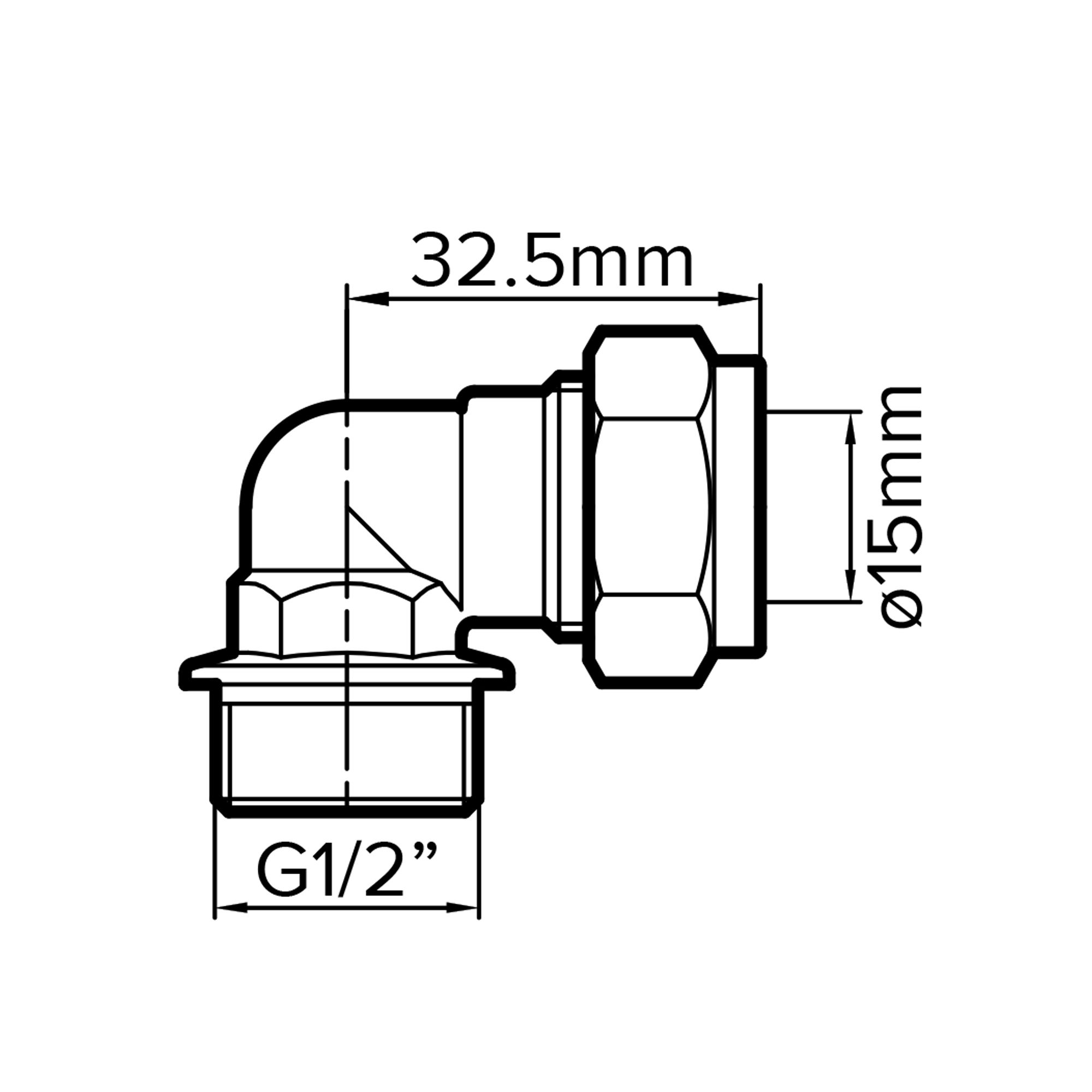 Plumbsure Compression 90° Pipe elbow (Dia)15mm 15mm