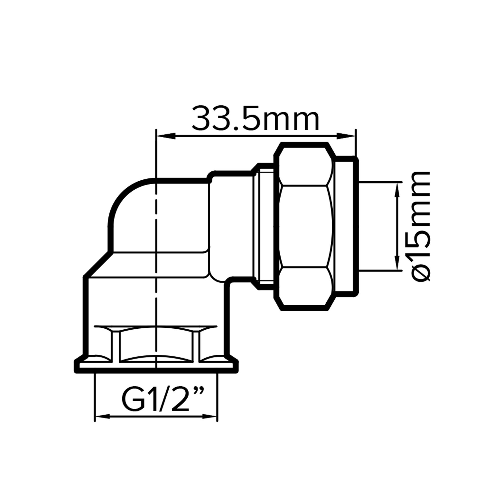 Plumbsure Compression 90° Pipe elbow (Dia)15mm