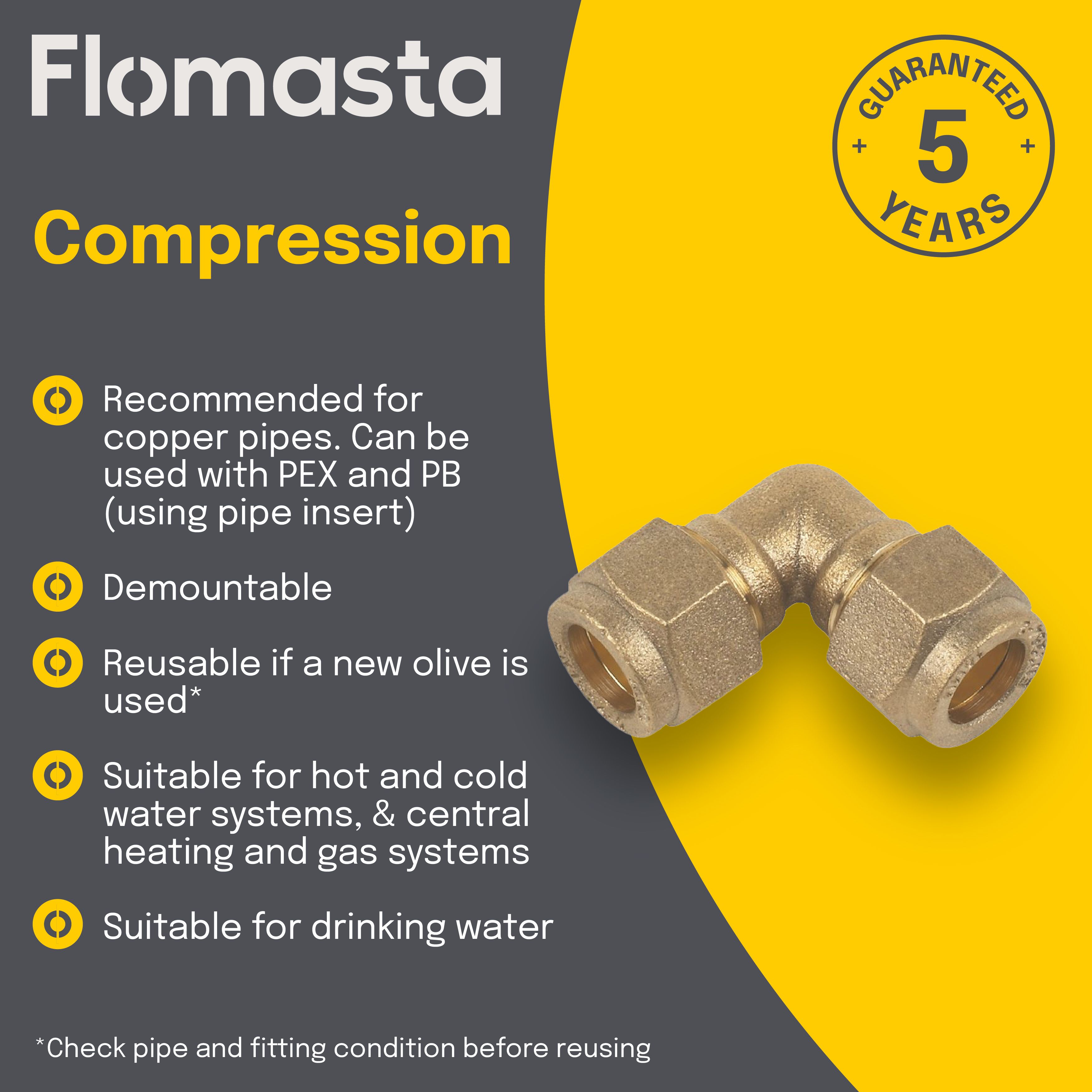 Plumbsure Compression 90° Pipe elbow (Dia)8mm 8mm
