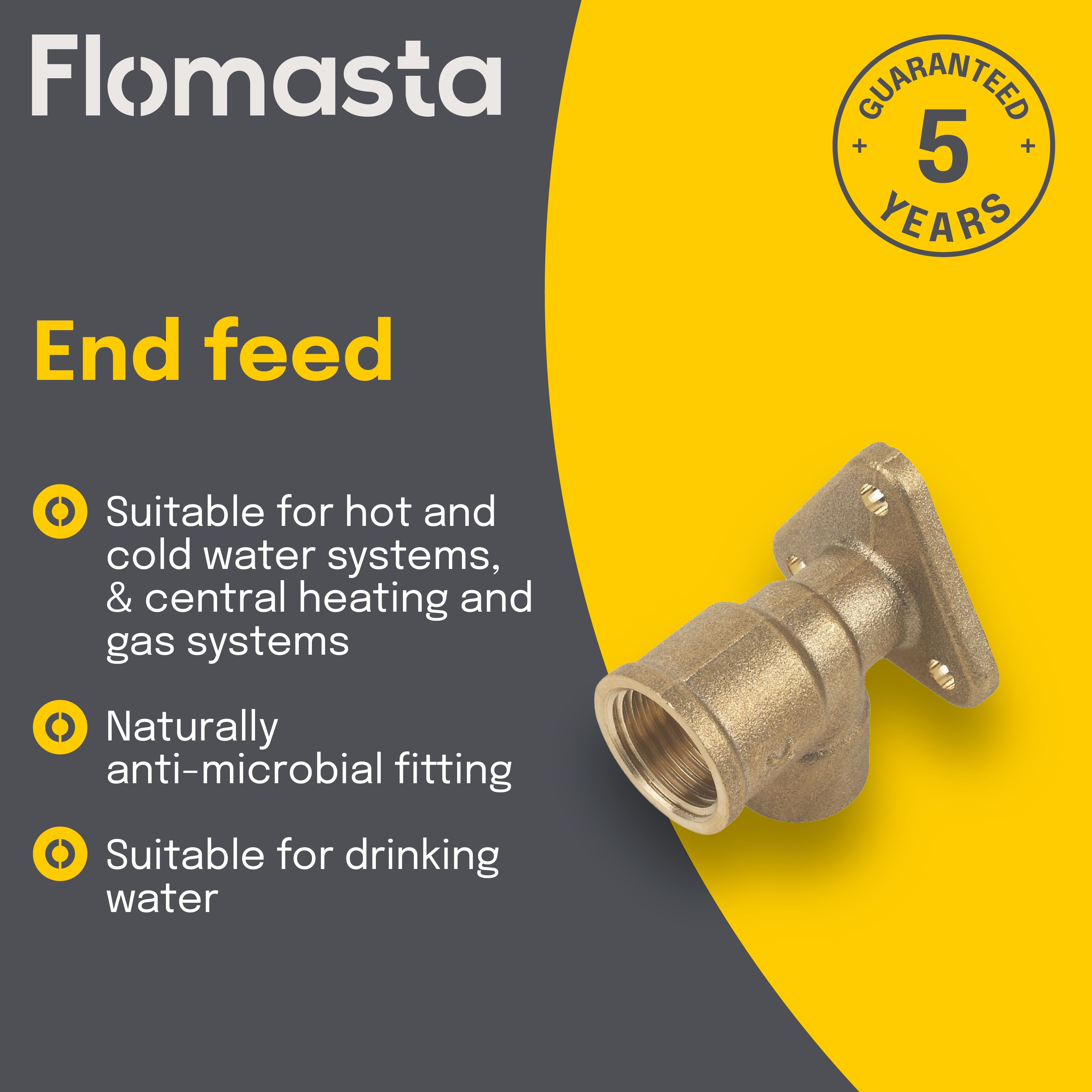 Plumbsure Compression 90° Wallplate Pipe elbow (Dia)15mm 15mm