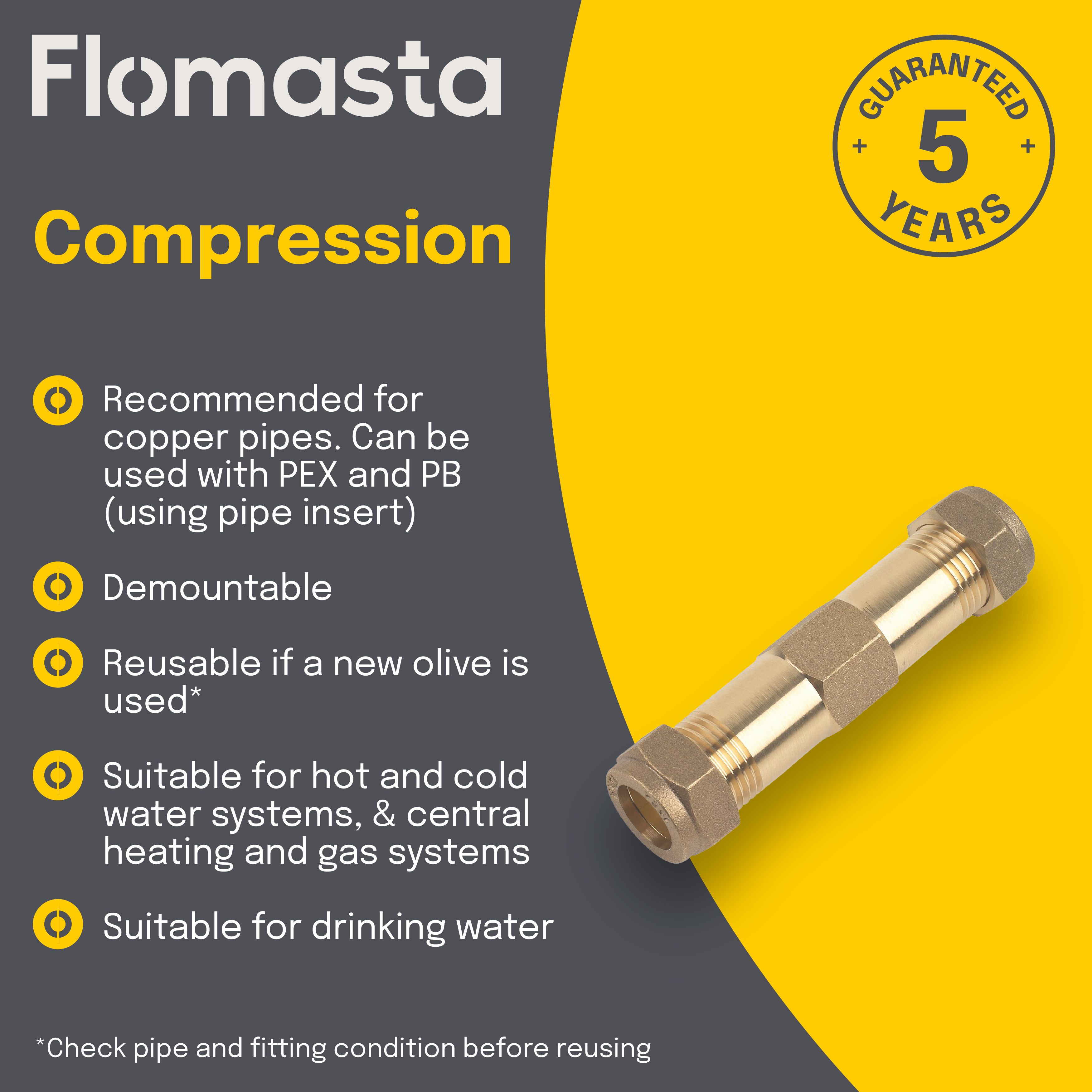 Plumbsure Compression Coupler (Dia)15mm 15mm