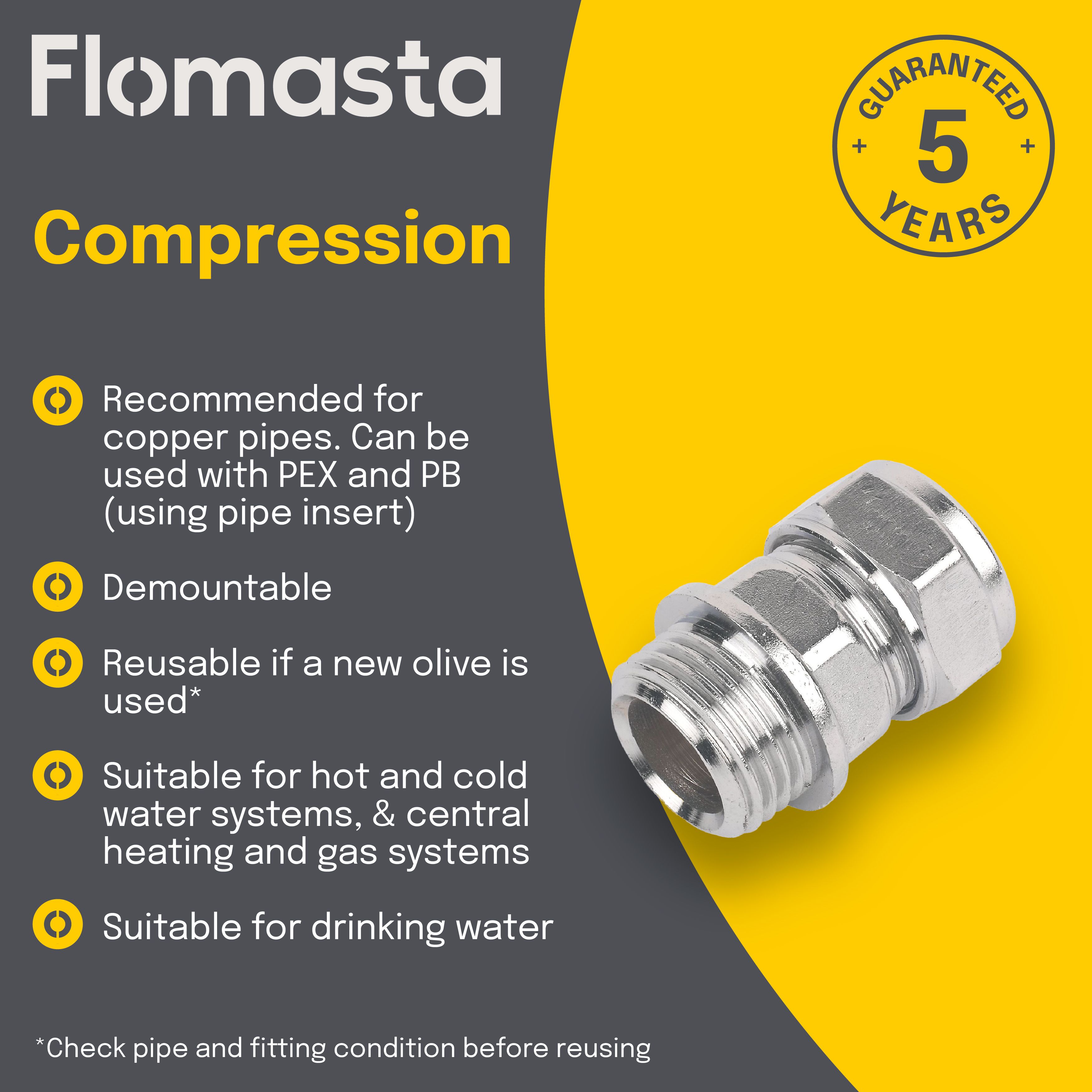 Plumbsure Compression Coupler (Dia)15mm (Dia)12.7mm 15mm