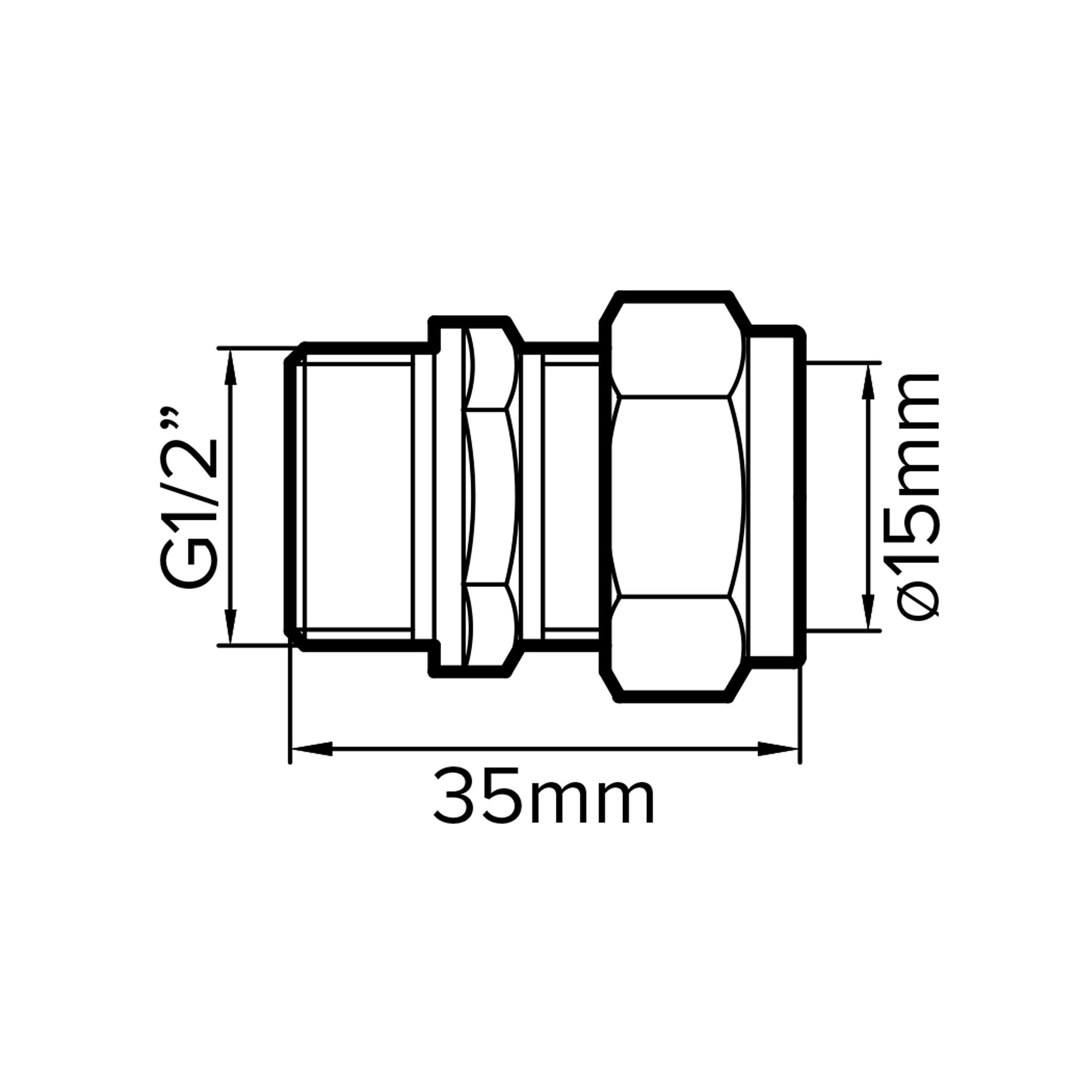 Plumbsure Compression Coupler (Dia)15mm (Dia)12.7mm 15mm