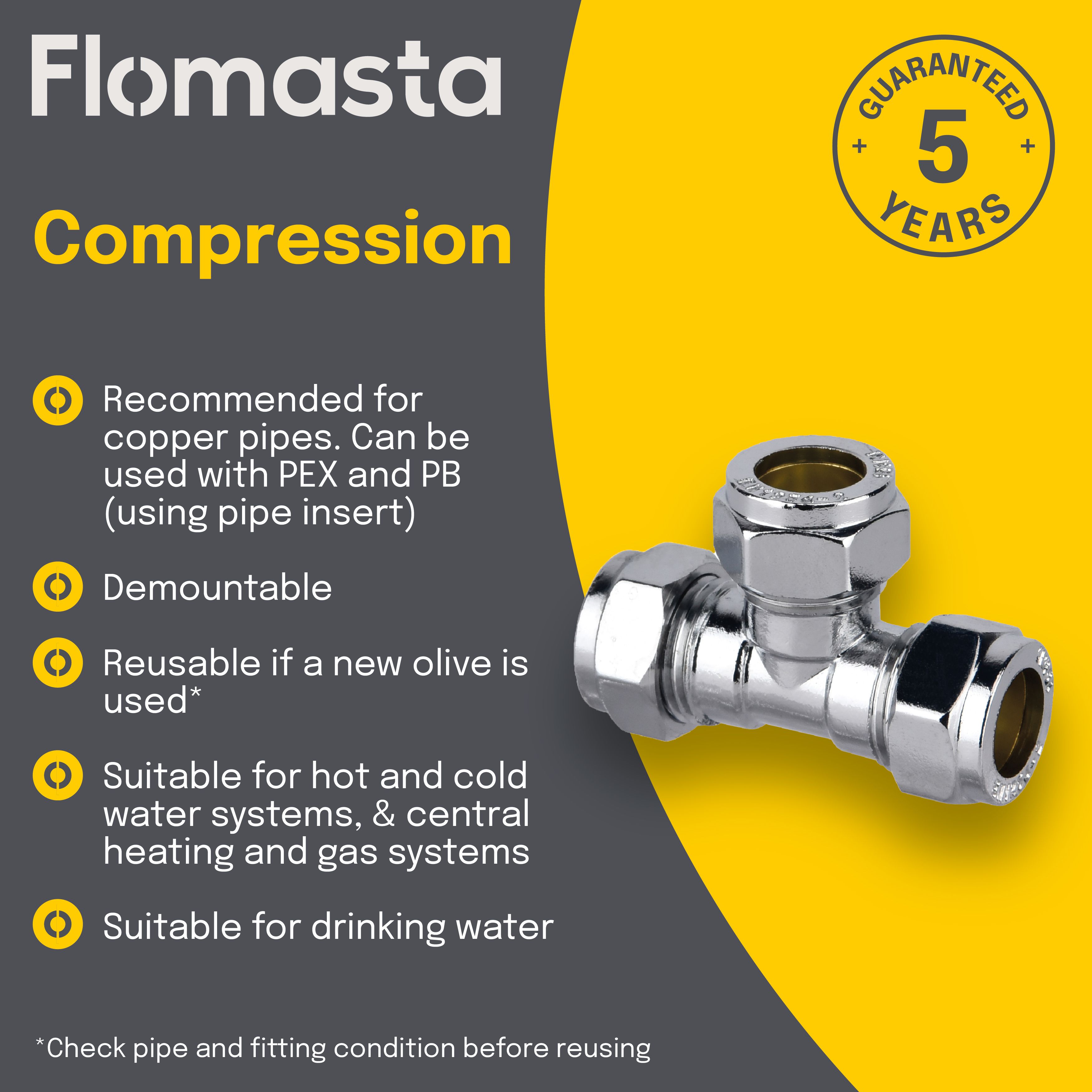 Plumbsure Compression Equal Tee (Dia) 15mm x 15mm x 15mm