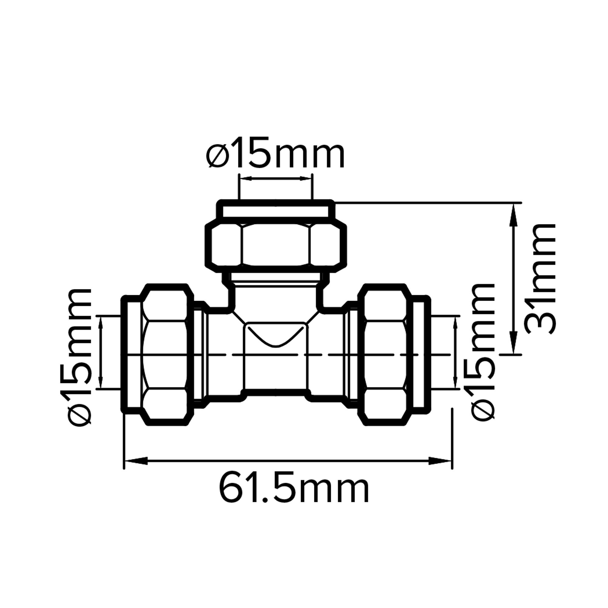 Plumbsure Compression Equal Tee (Dia) 15mm x 15mm x 15mm