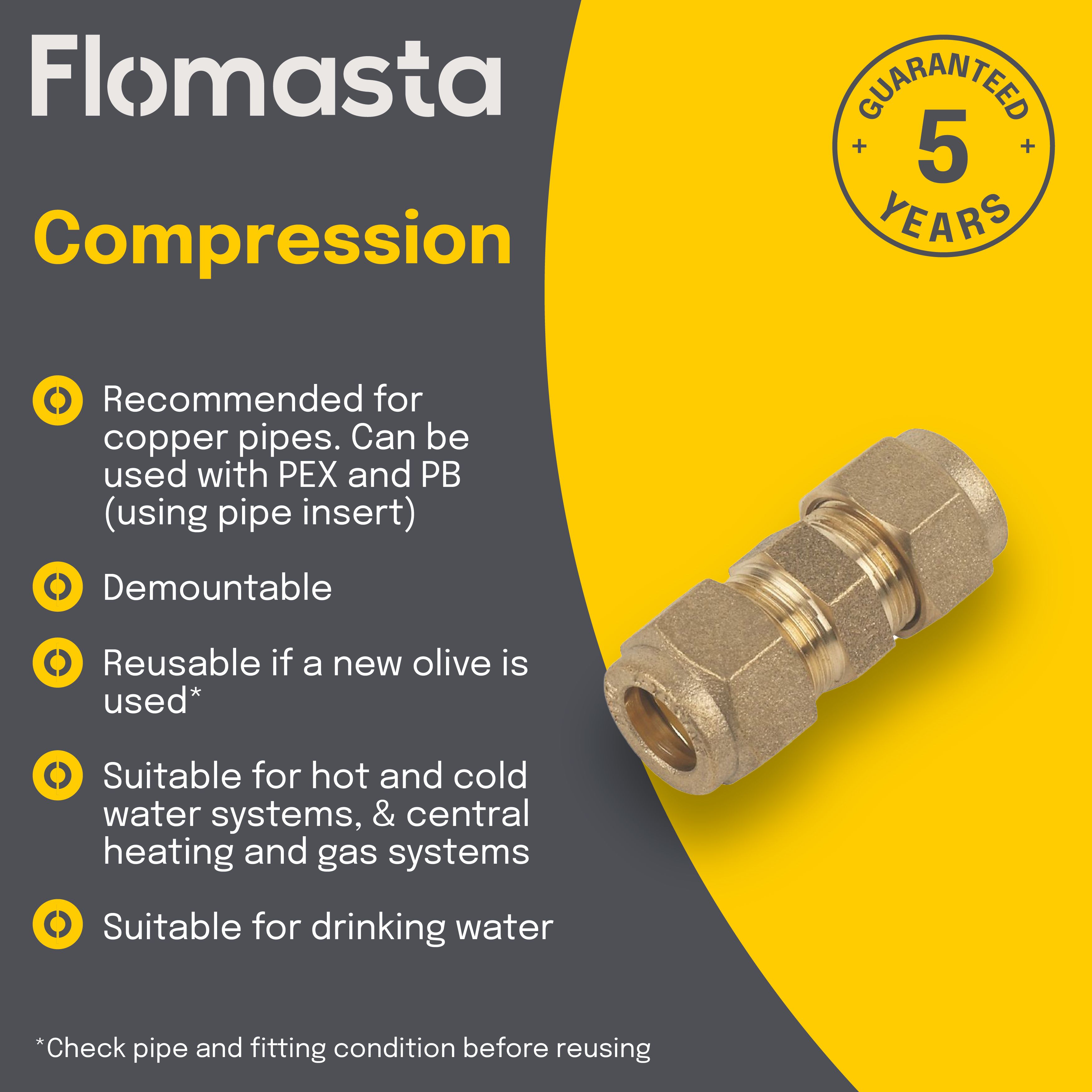 Plumbsure Compression Straight Coupler (Dia)10mm 10mm