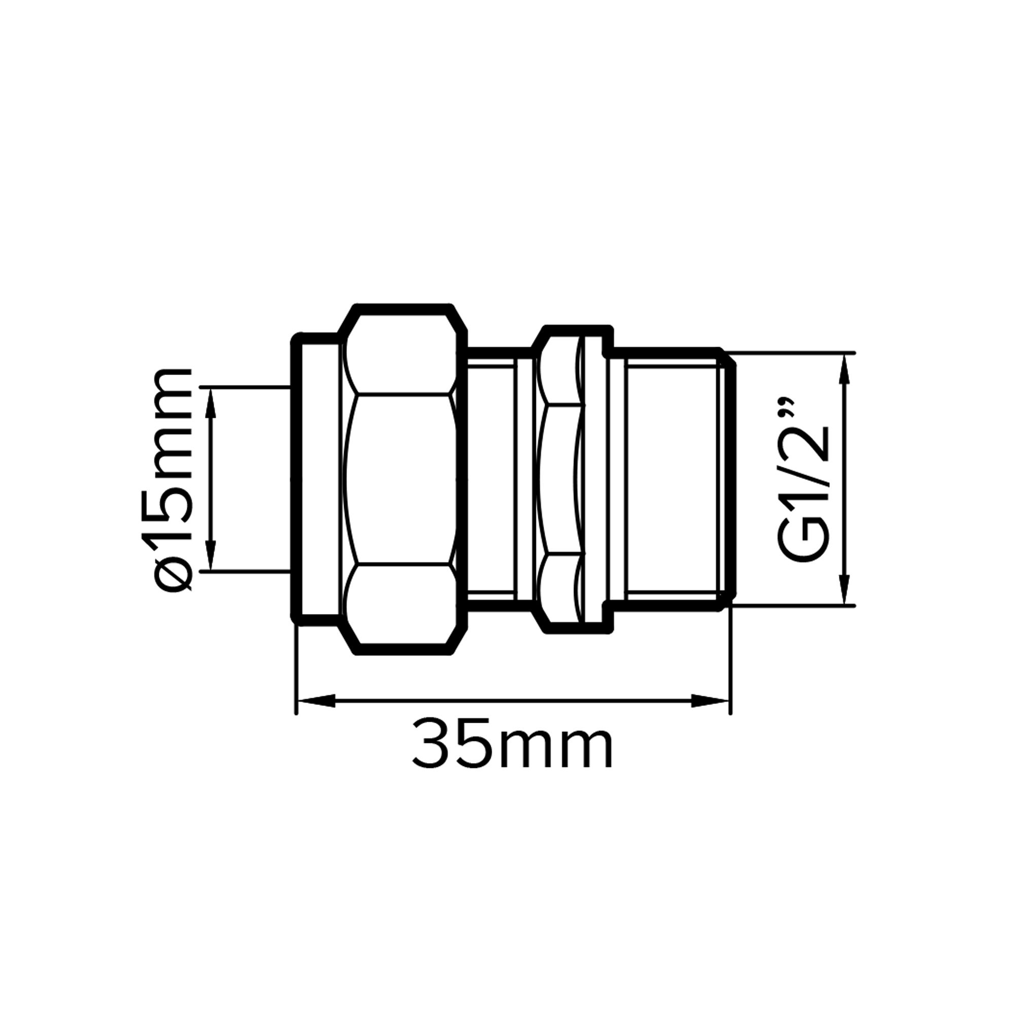 Plumbsure Compression Straight Coupler (Dia)15mm (Dia)12.7mm 15mm