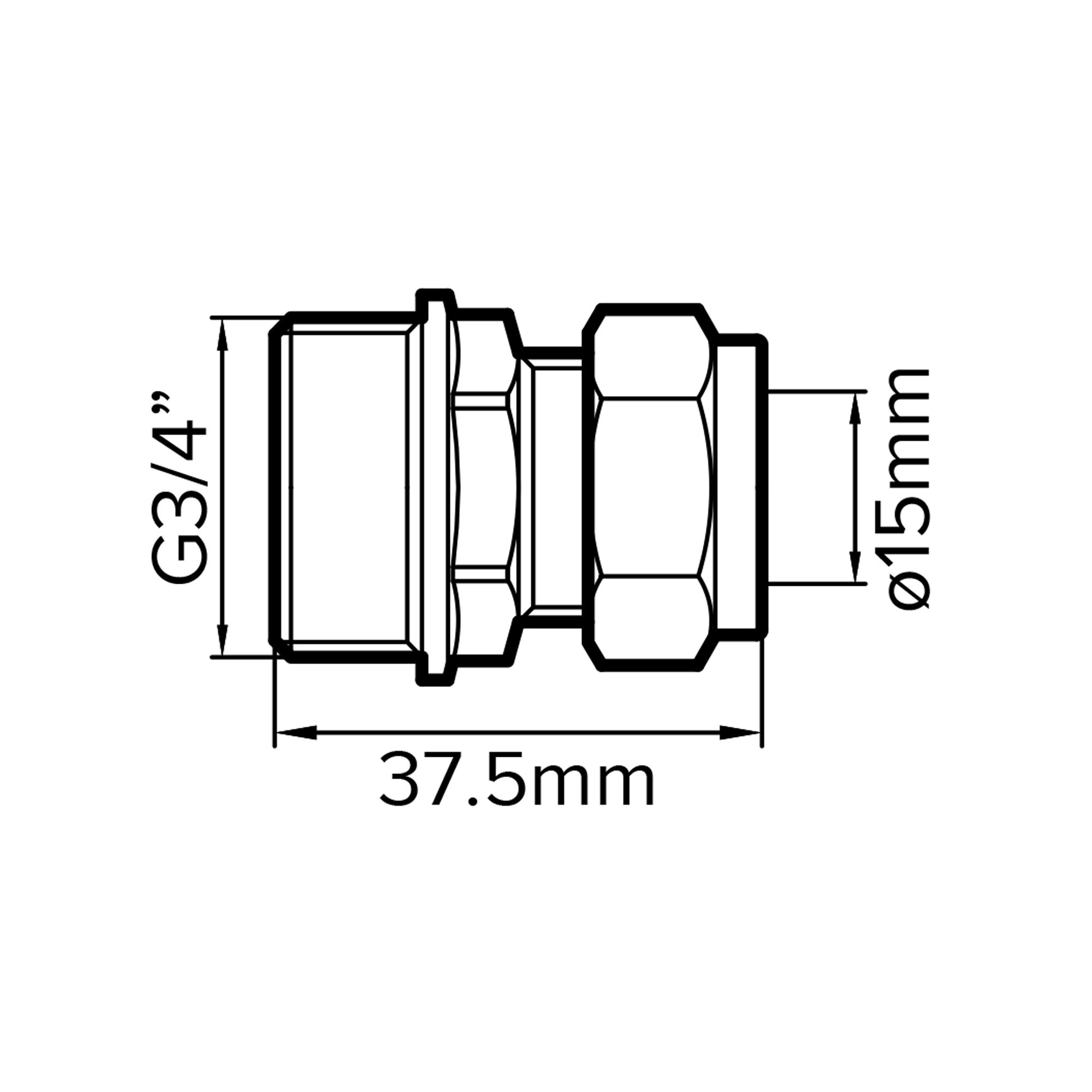 Plumbsure Compression Straight Coupler (Dia)15mm (Dia)19.05mm 15mm